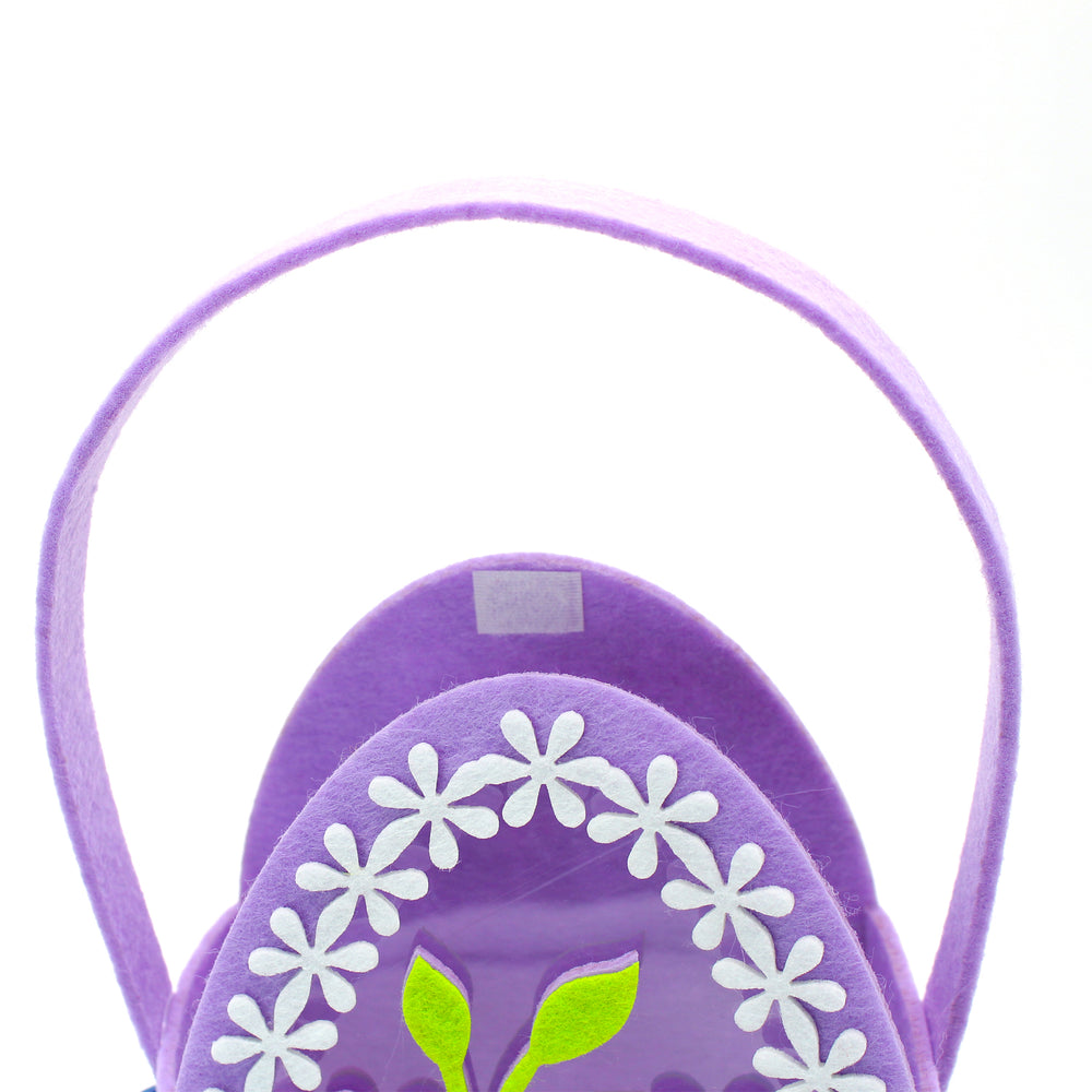 Borsetta feltro a forma di Uovo trasparente con decorazioni, confezioni pasquali, regalo