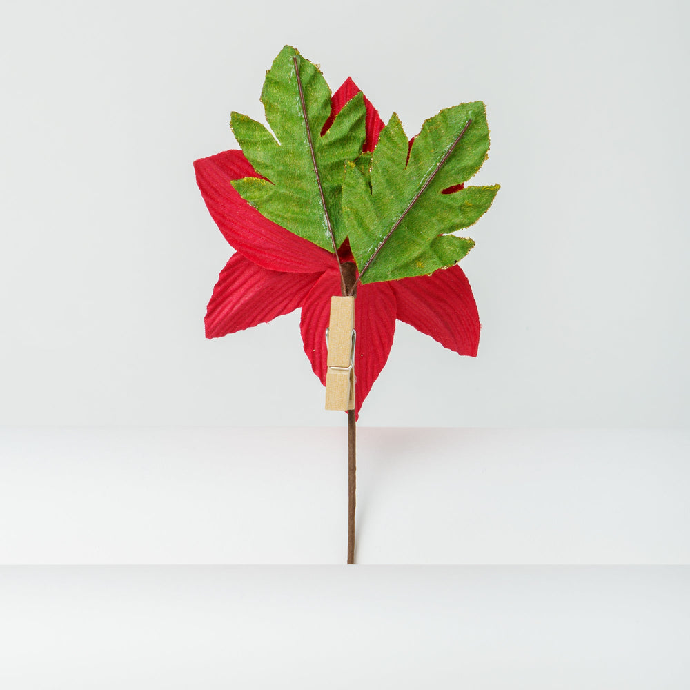Pick Fiore Stella di Natale in velluto rosso, decorazioni Natalizie, confezionamento dolciario