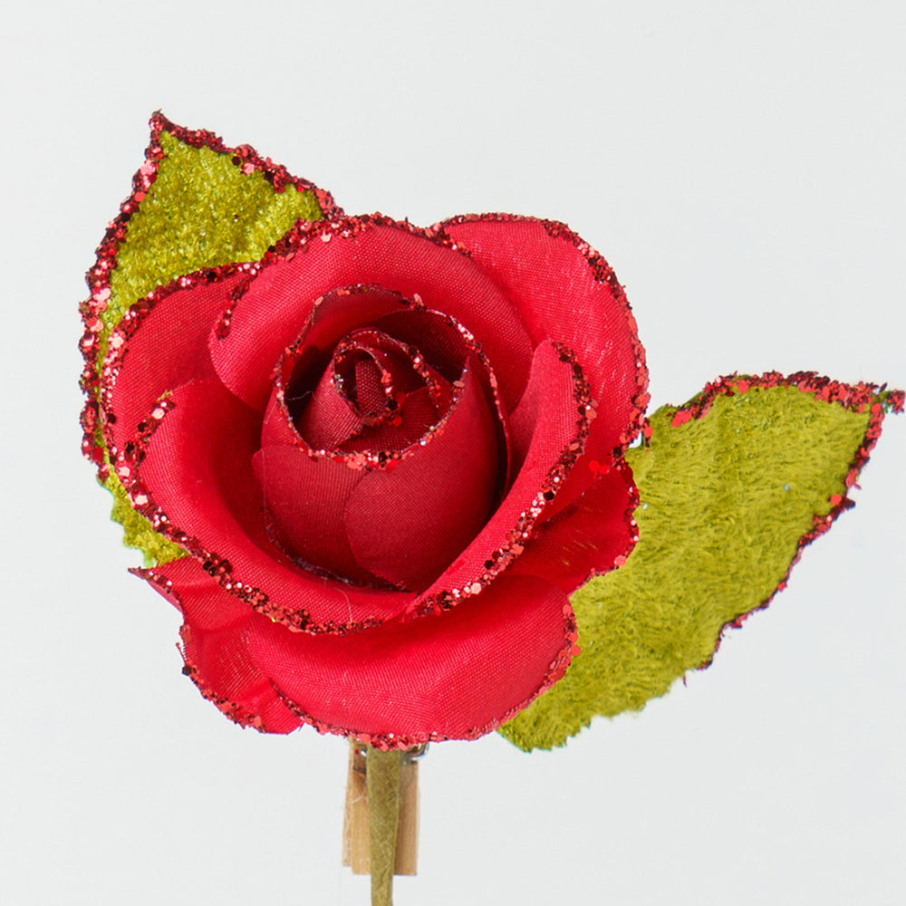 Pick Rosa Rossa con glitter, decorazioni Natalizie, confezionamento dolciario