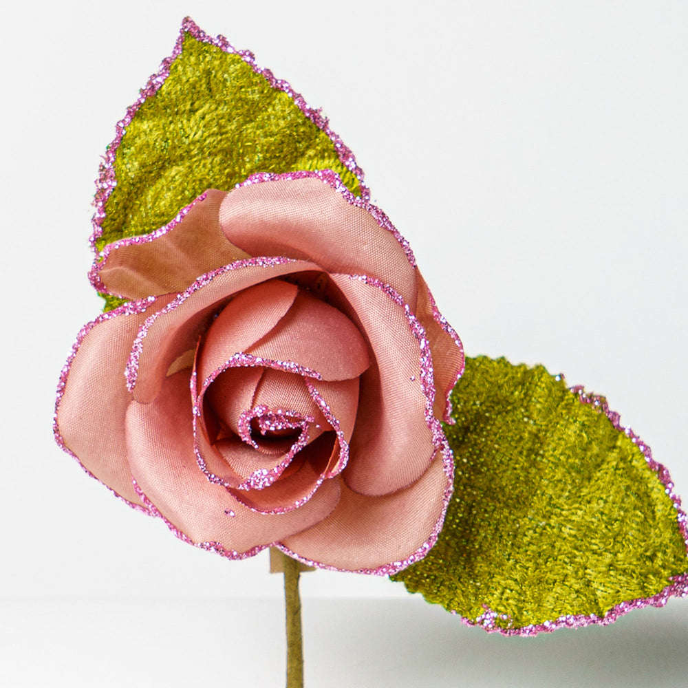 Pick Rosa Rosa con glitter, decorazioni Natalizie, confezionamento dolciario