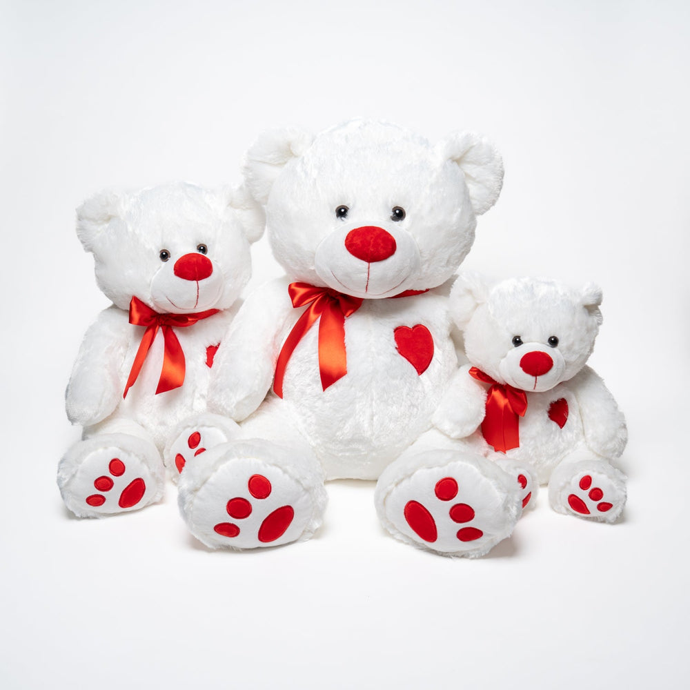 Peluche Orso Bianco con cuore rosso da 31cm, pupazzi per San Valentino, idea regalo