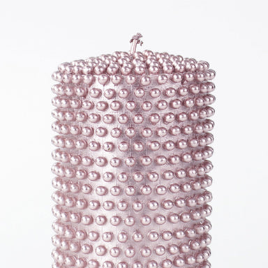 Candela cilindrica Rosa con perle Ø 7 cm Default Title