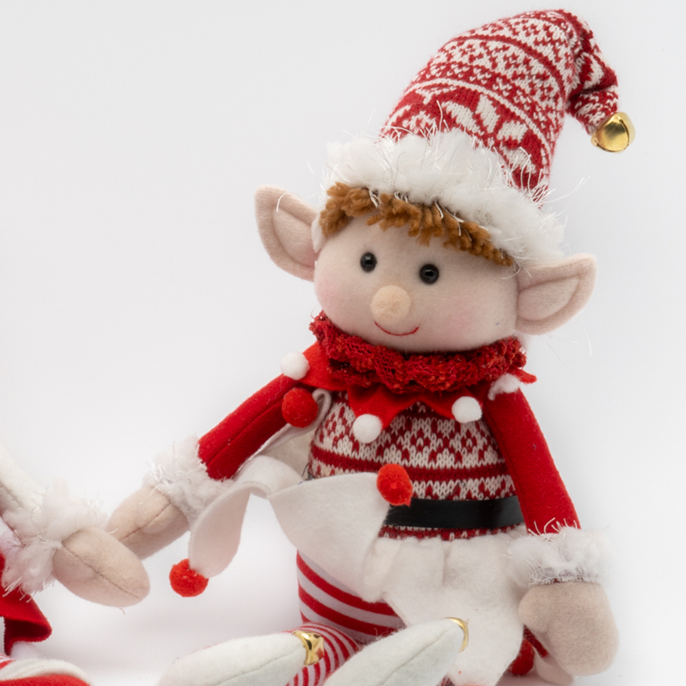 Elfi con vestito Rosso, coppia maschio e femmina, 15X8X41CM, decorazione natalizia, idea regalo