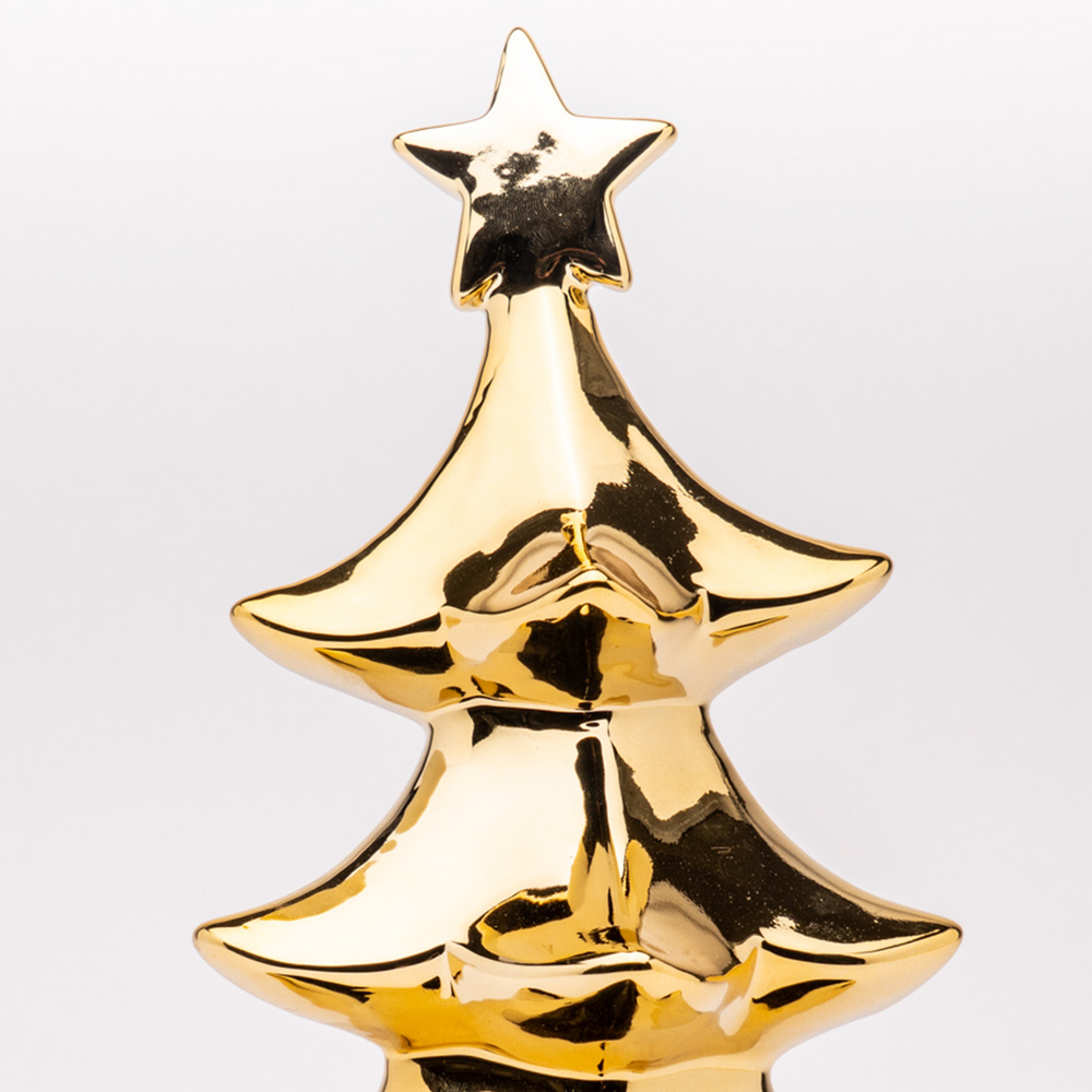 Albero di Natale colore oro con stella 8X8X15CM, , decorazione natalizia, idea regalo