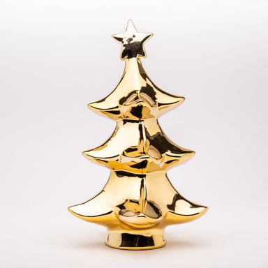 Decorazione a forma di albero di Natale di colore oro realizzata in poliresina 15X15X26CM. Perfetta per dare vitalità a decorazioni Natalizie, allestimenti per locali e ad ambienti casalinghi. Può essere una stupenda idea regalo. Scopri i nostri articoli su Silani Srl. 