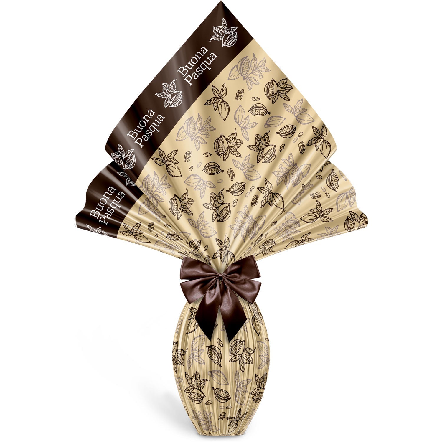 Incarto per uova di pasqua 100x100cm, fantasia Fave di Cacao Oro