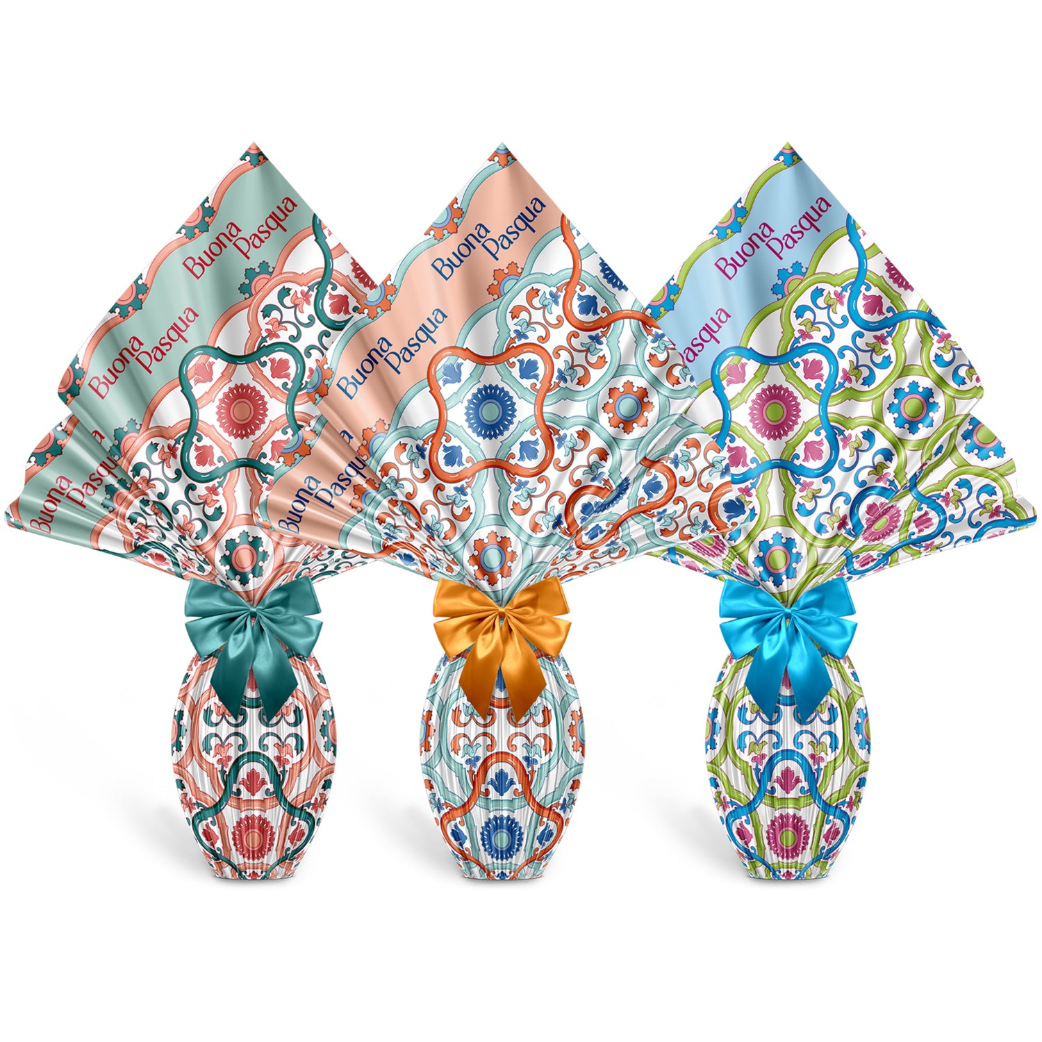 Incarto per uova di pasqua 90x90cm, fantasia Vietrese