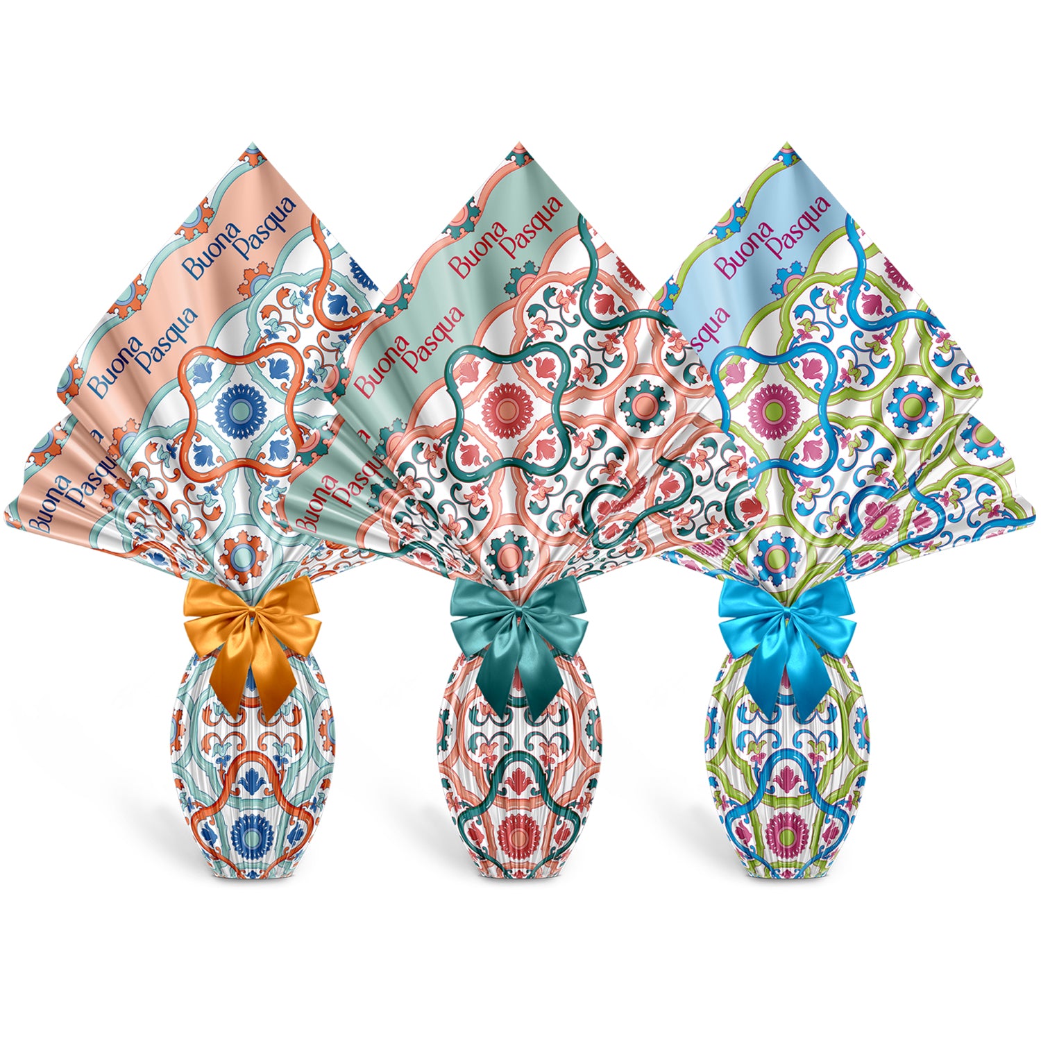 Incarto per uova di pasqua 100x100cm, fantasia Vietrese