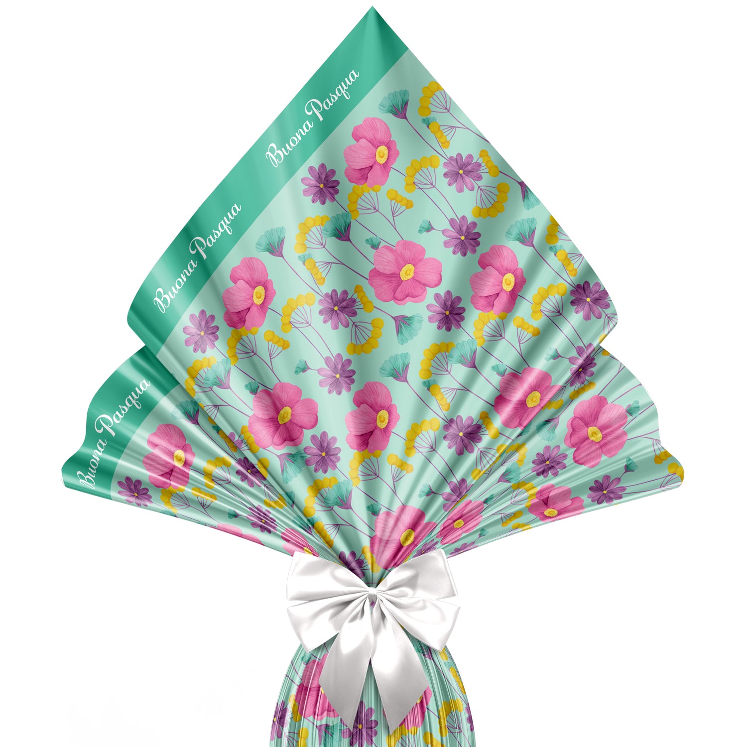 Incarto per uova di pasqua 140x140cm, fantasia a Fiori Verde Tiffany