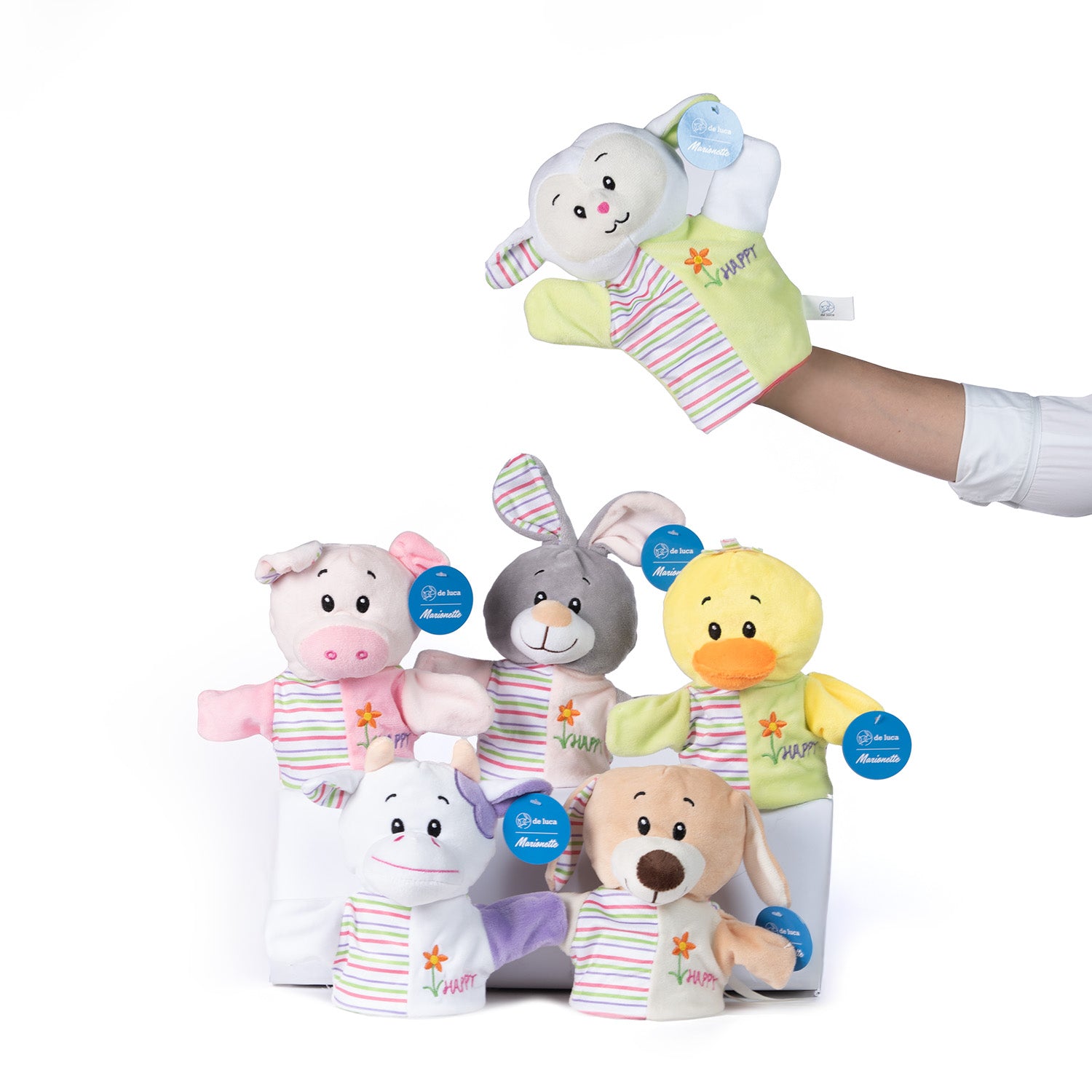 Peluche Marionette Animali della fattoria, pupazzi per pasqua, idea regalo