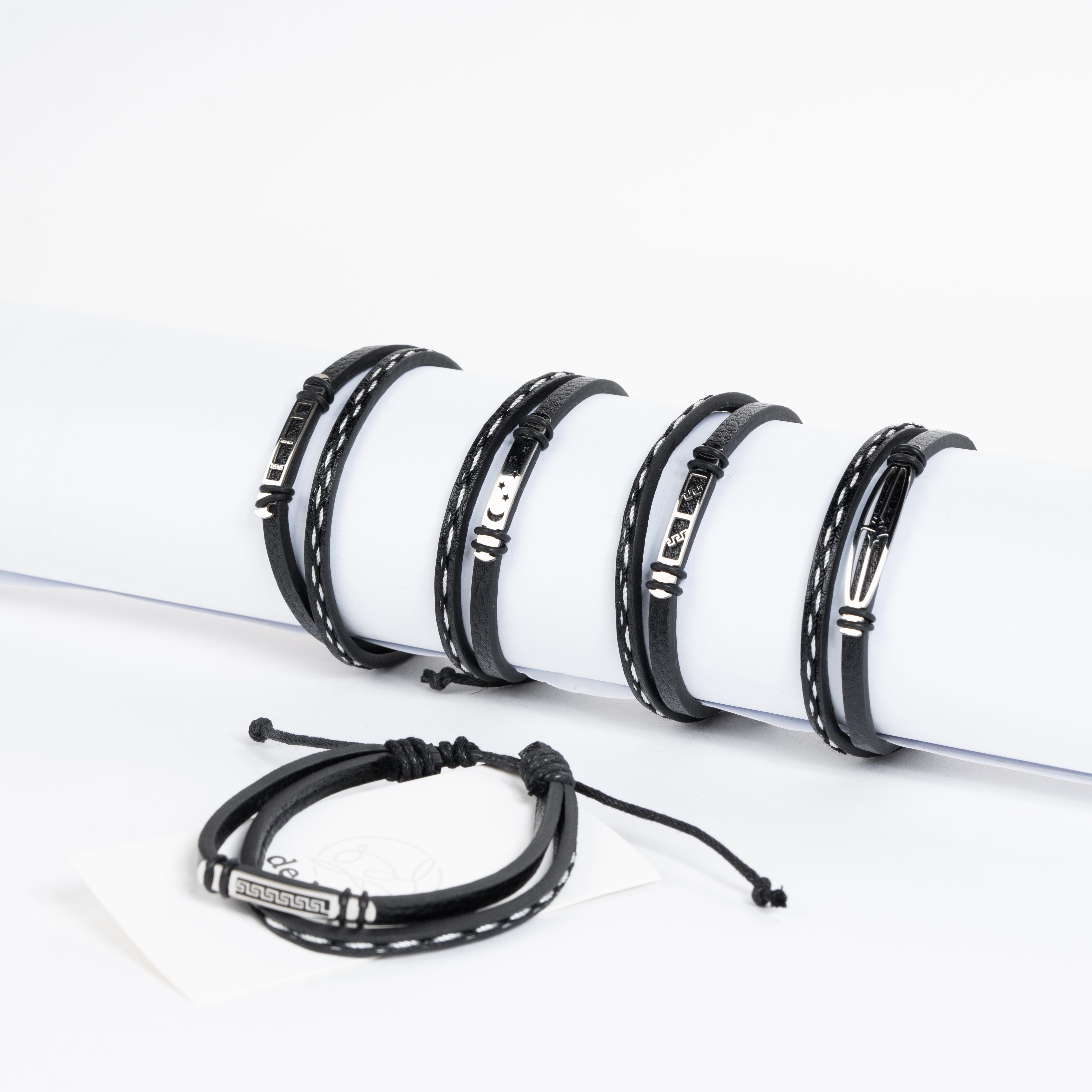 Bracciale doppio in pelle per Uomo, sorprese per uova di pasqua, bigiotteria