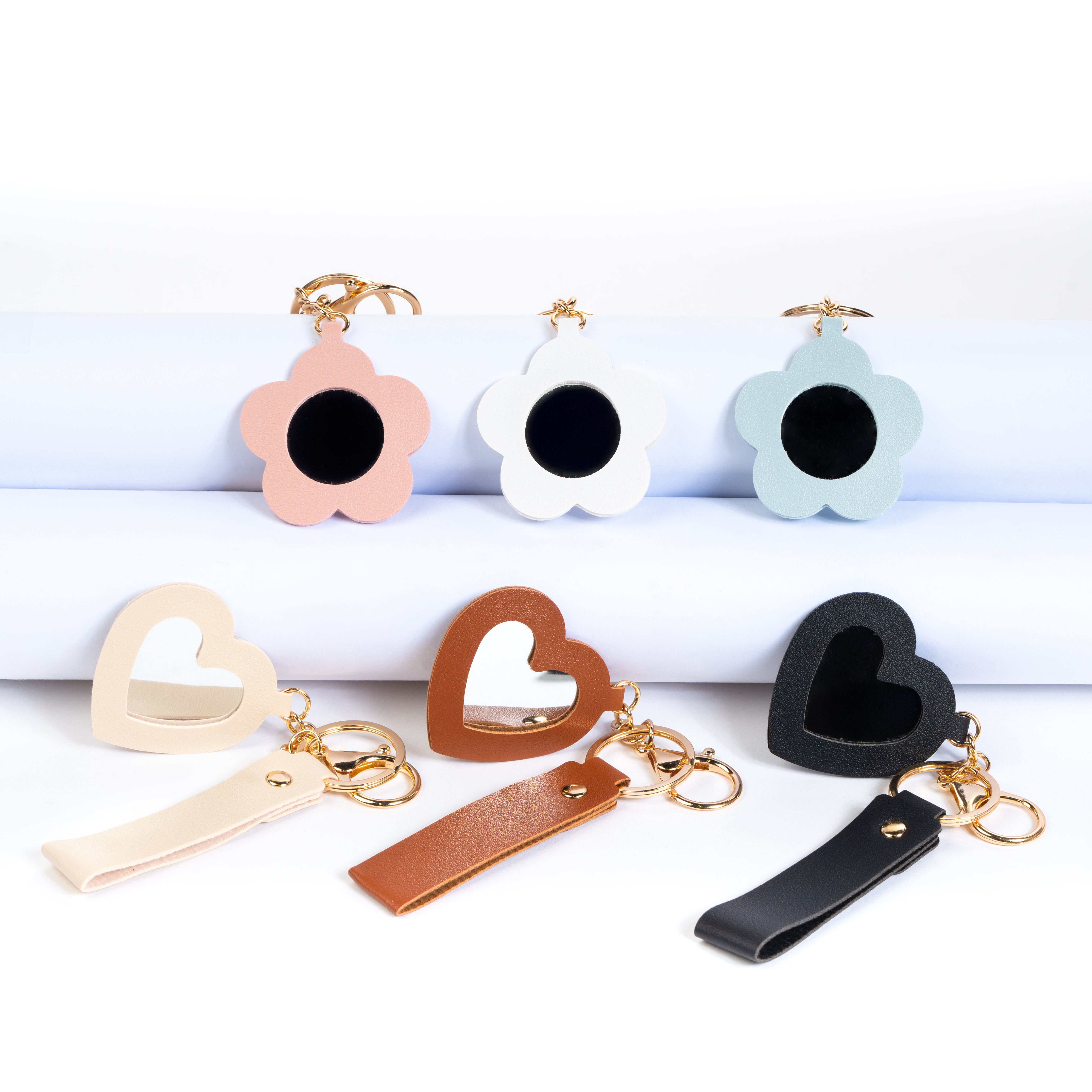 Portachiave specchietto a forma di cuore e fiore, sorprese per uova di pasqua,bigiotteria