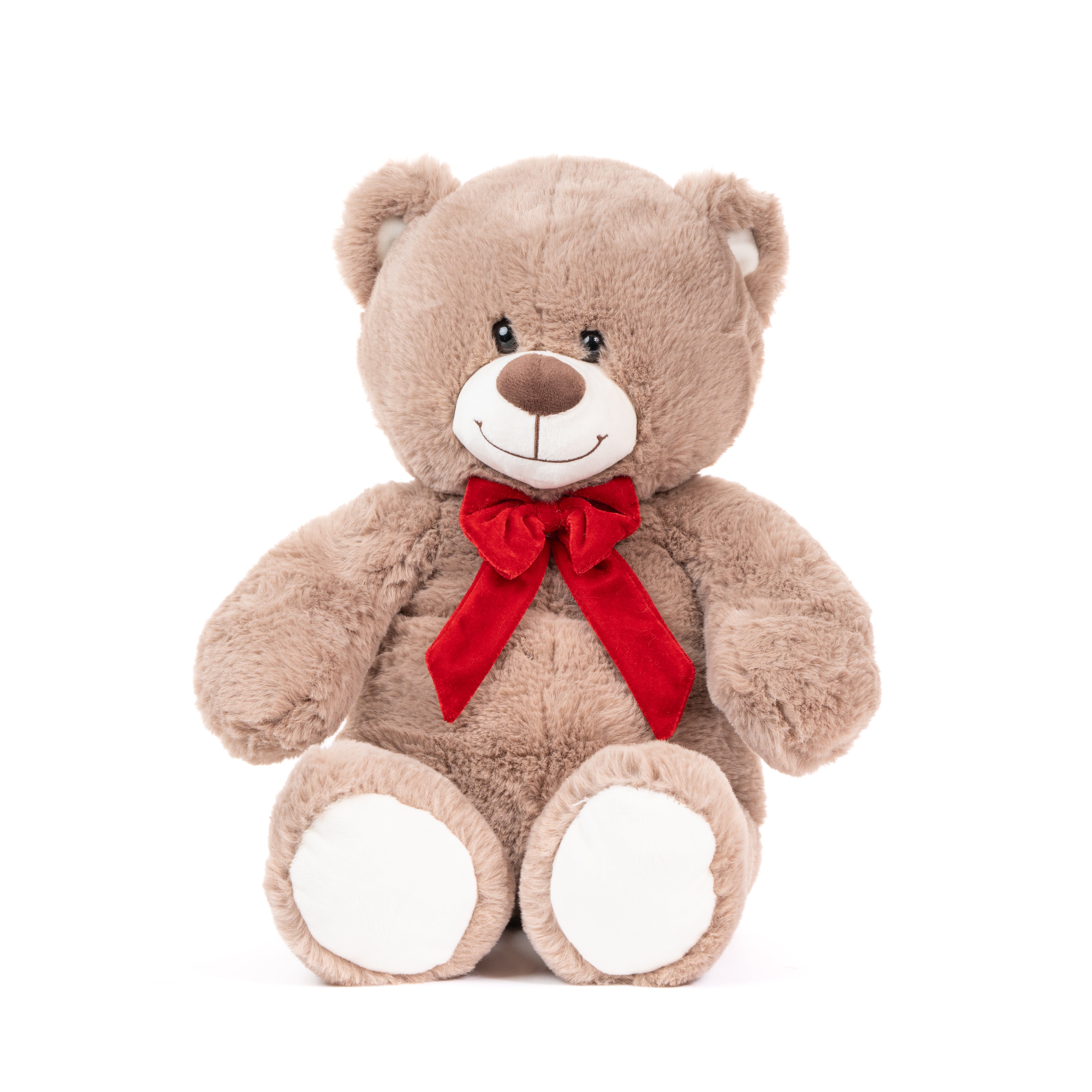 Peluche orso marrone chiaro con fiocco da 132cm, pupazzi per san valentino, idea regalo