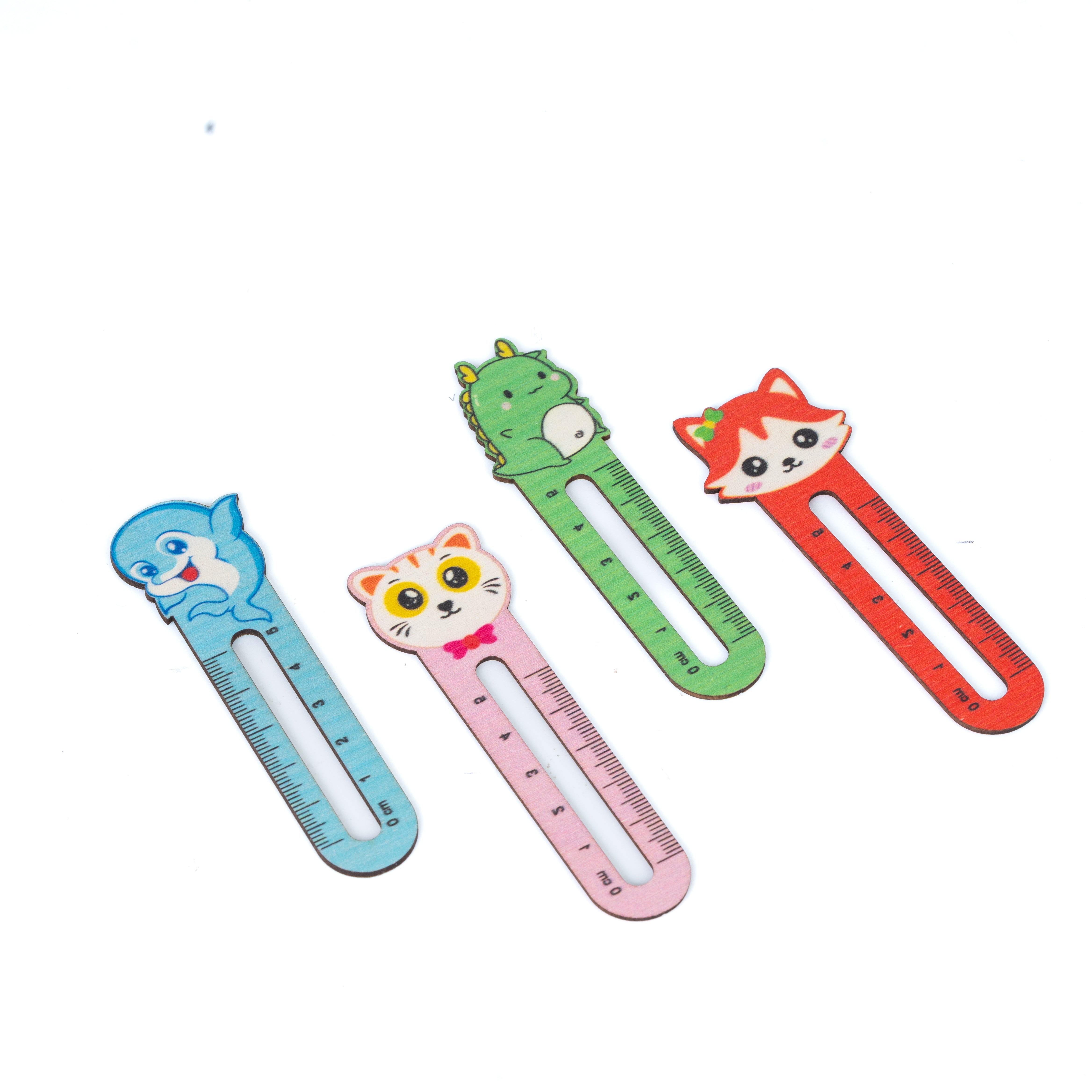 Righello in legno colorato con simpatici animali, sorprese per uova di pasqua, gadget