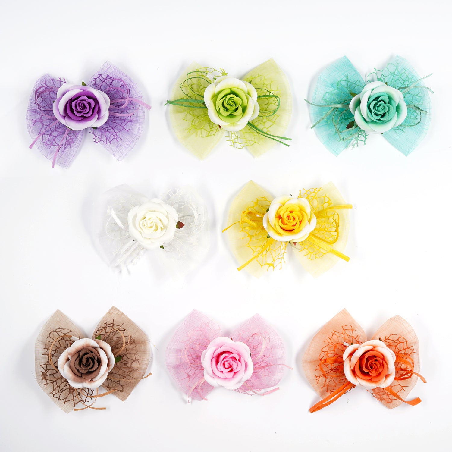 Pick Rosa con Fiocco decorato, fiori per uova di pasqua, decorazioni pasquali, confezionamento