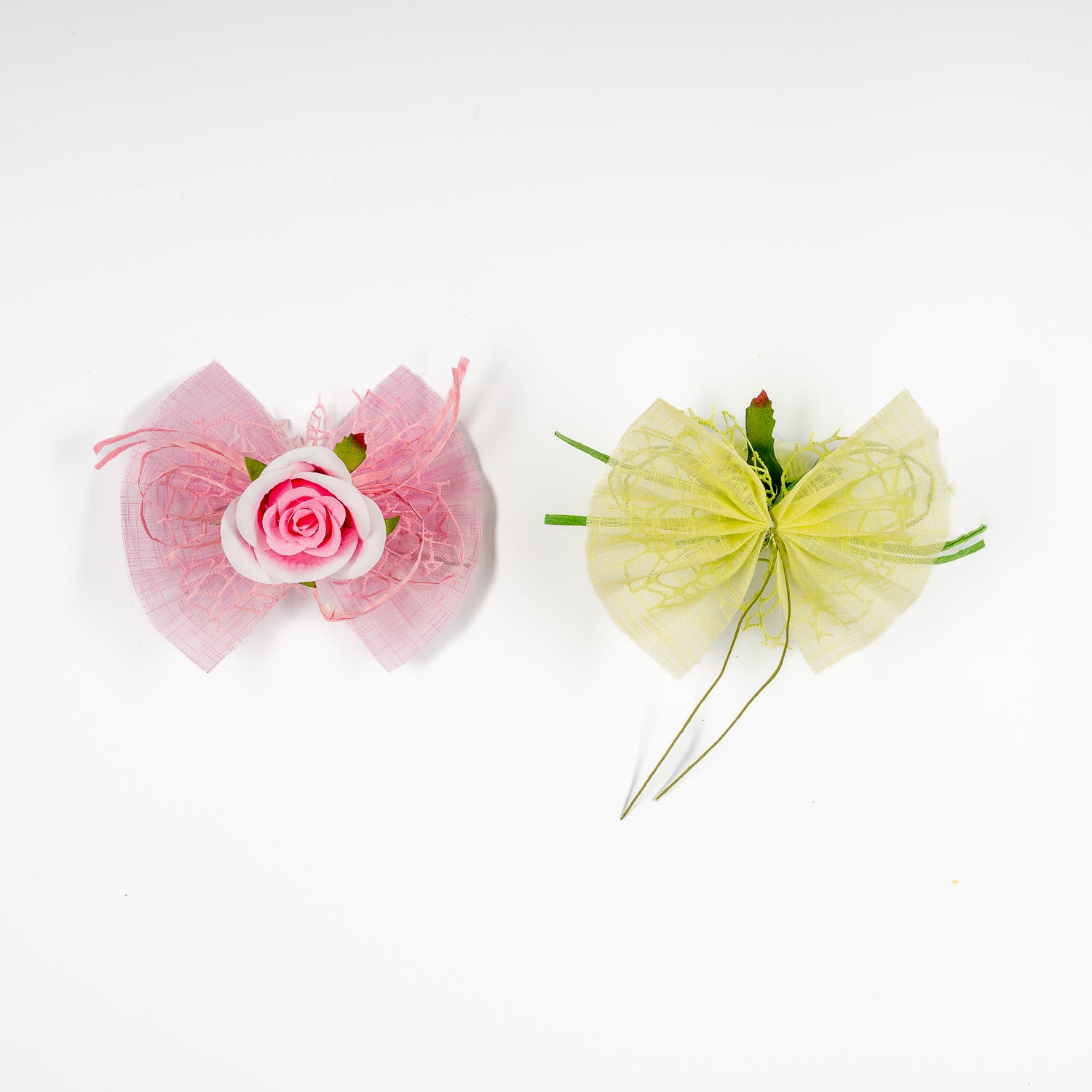 Pick Rosa piccola con Fiocco decorato, fiori per uova di pasqua, decorazioni pasquali, confezionamento