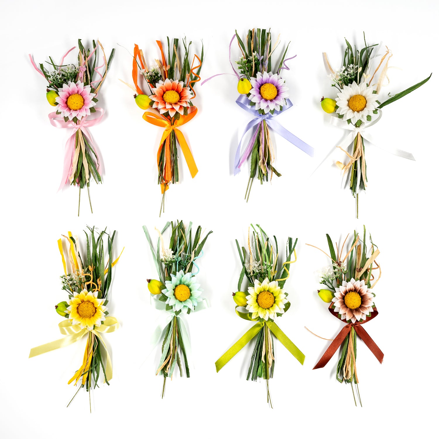 Pick Fiore Girasole con raffia, fiori per uova di pasqua, decorazioni pasquali, confezionamento