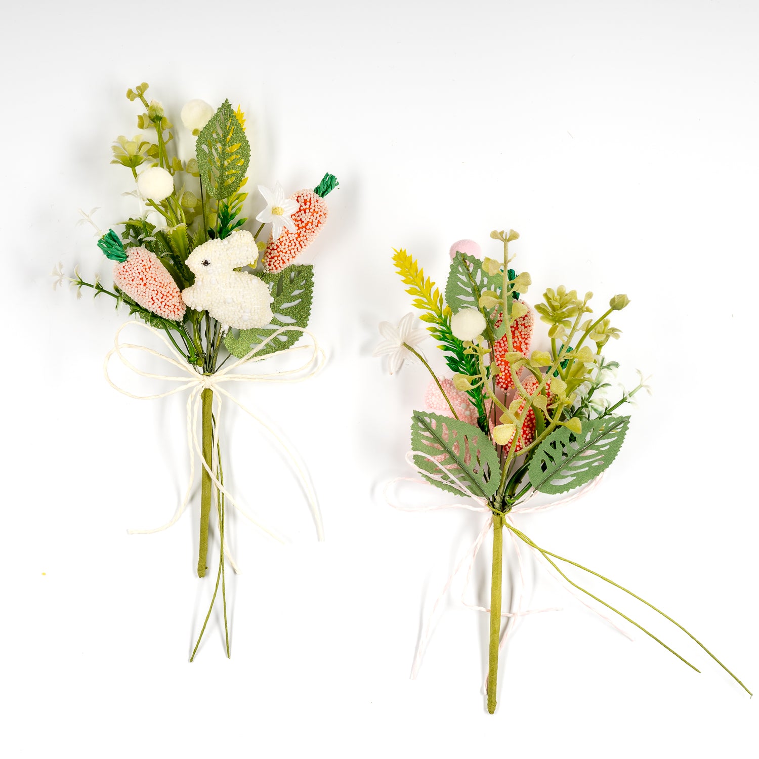 Pick coniglio e carote,  fiori per uova di pasqua, decorazioni pasquali, confezionamento