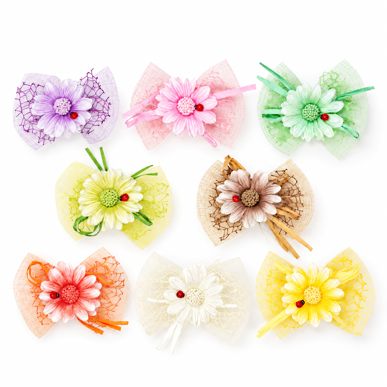 Pick Margherita con Fiocco decorato, fiori per uova di pasqua, decorazioni pasquali, confezionamento