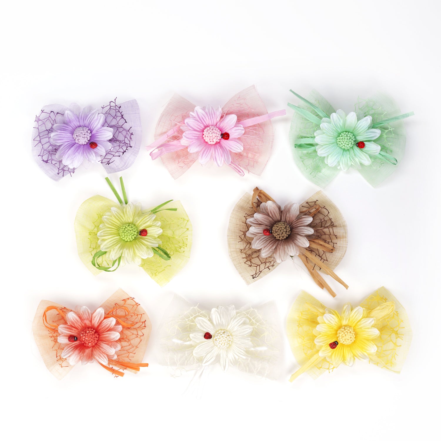 Pick Margherita con Fiocco decorato, fiori per uova di pasqua, decorazioni pasquali, confezionamento