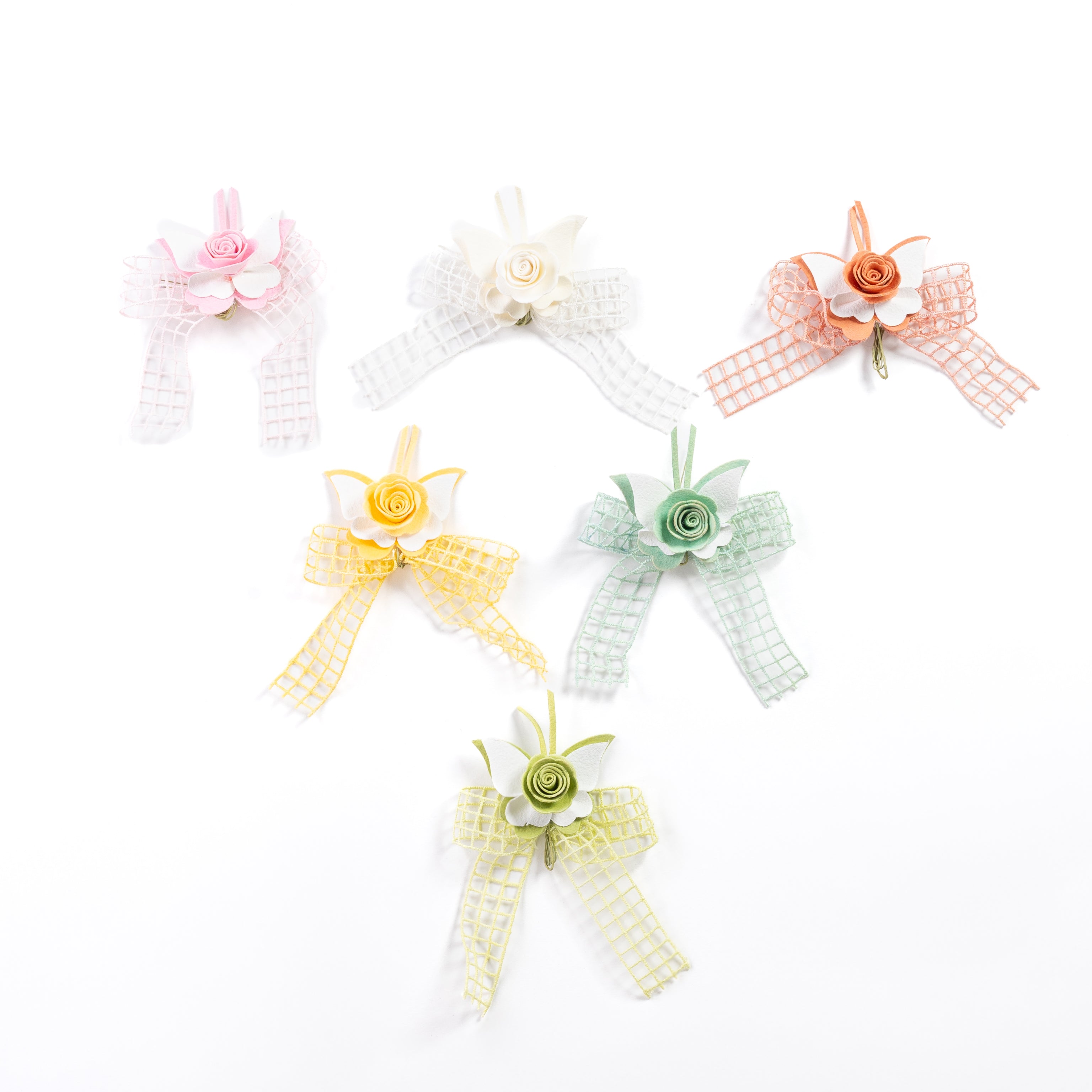 Pick Farfallina piccola in tessuto con fiocco in rete, fiori per uova di pasqua, decorazioni pasquali, confezionamento