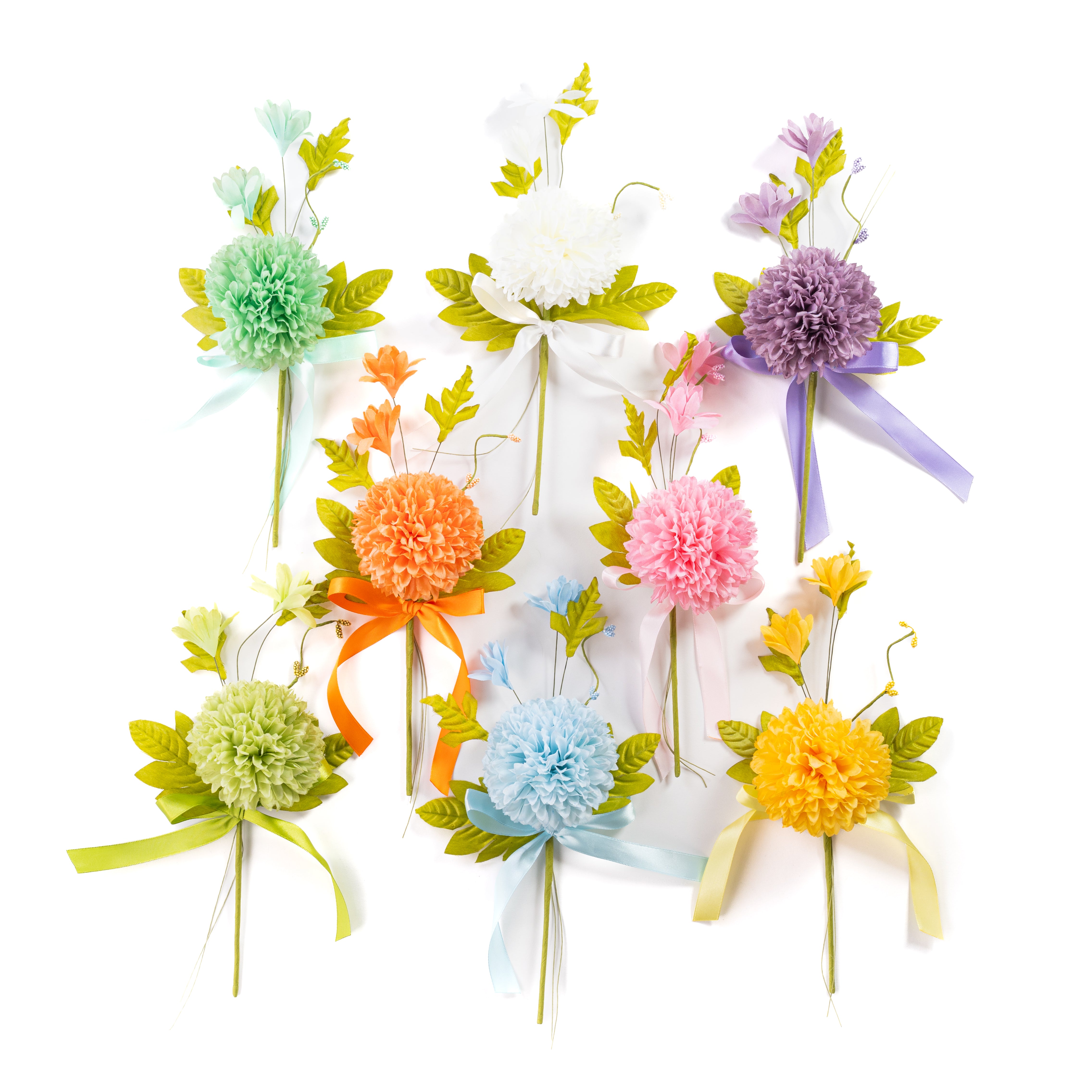 Pick Fiore Pon Pon grande,  fiori per uova di pasqua, decorazioni pasquali, confezionamento