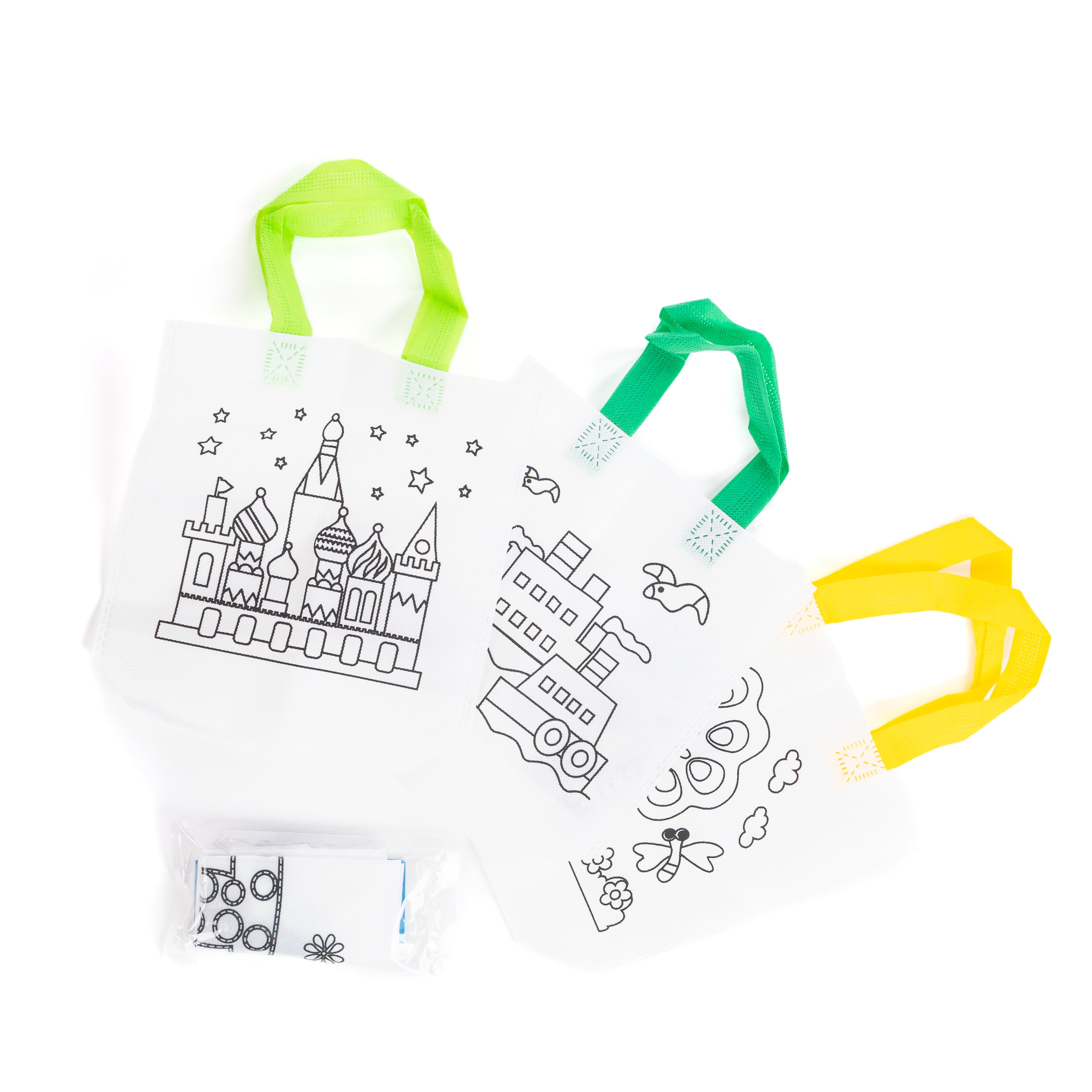 Borsa in TnT con disegno da colorare, sorprese per uova di pasqua, gadget