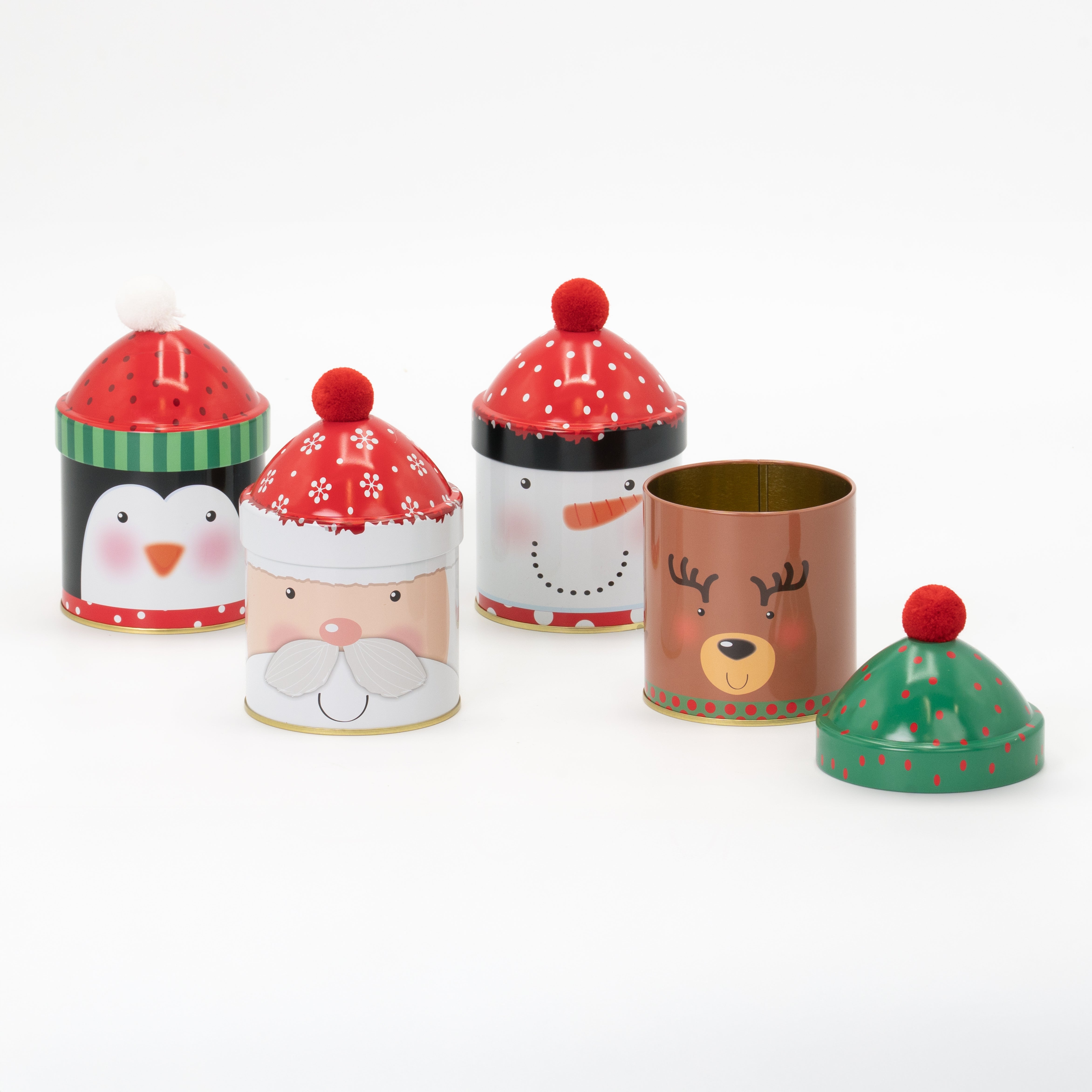 Contenitore candy in latta con ponpon, 9x15CM