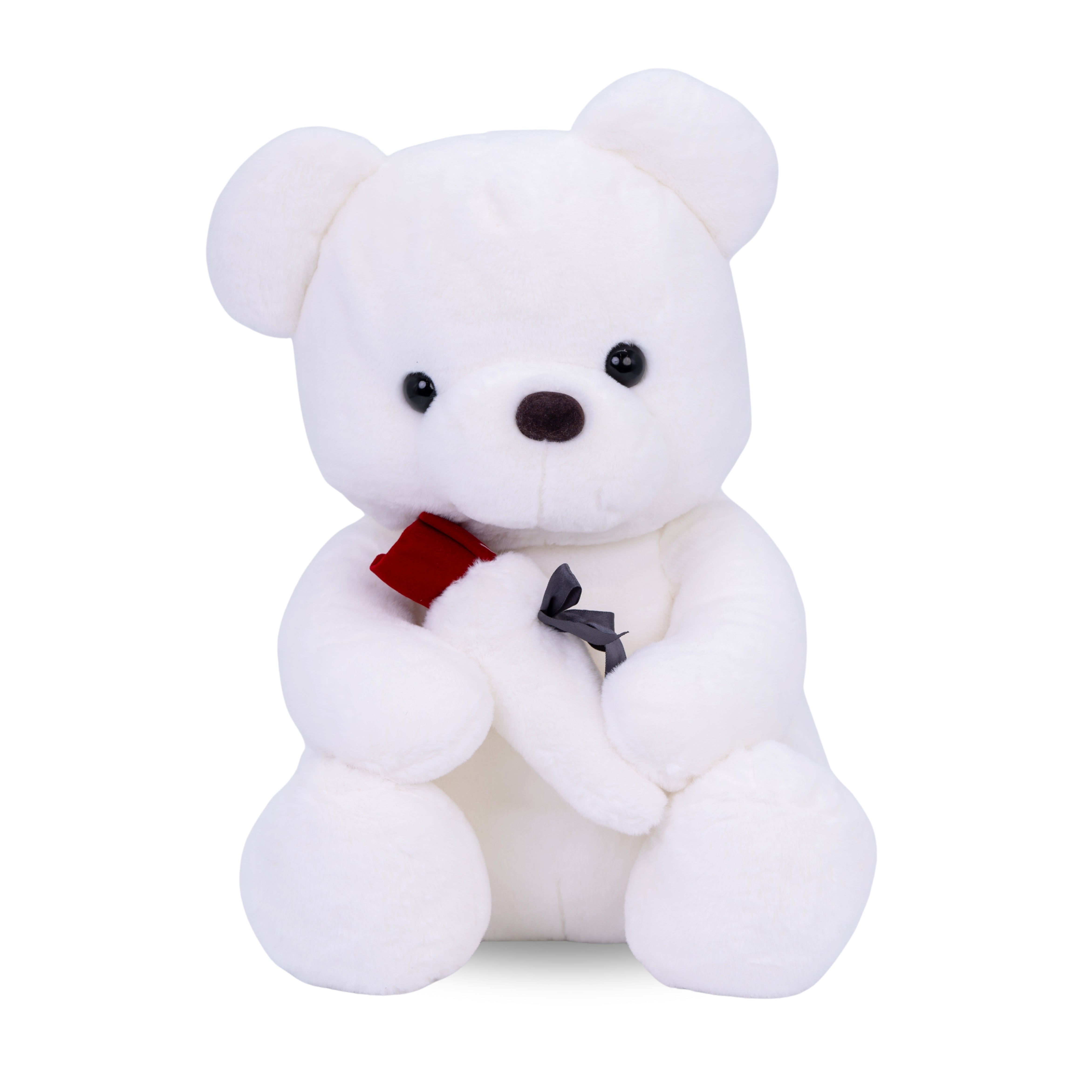 Peluche orso bianco con rosa da 35cm, pupazzi per san valentino, idea regalo