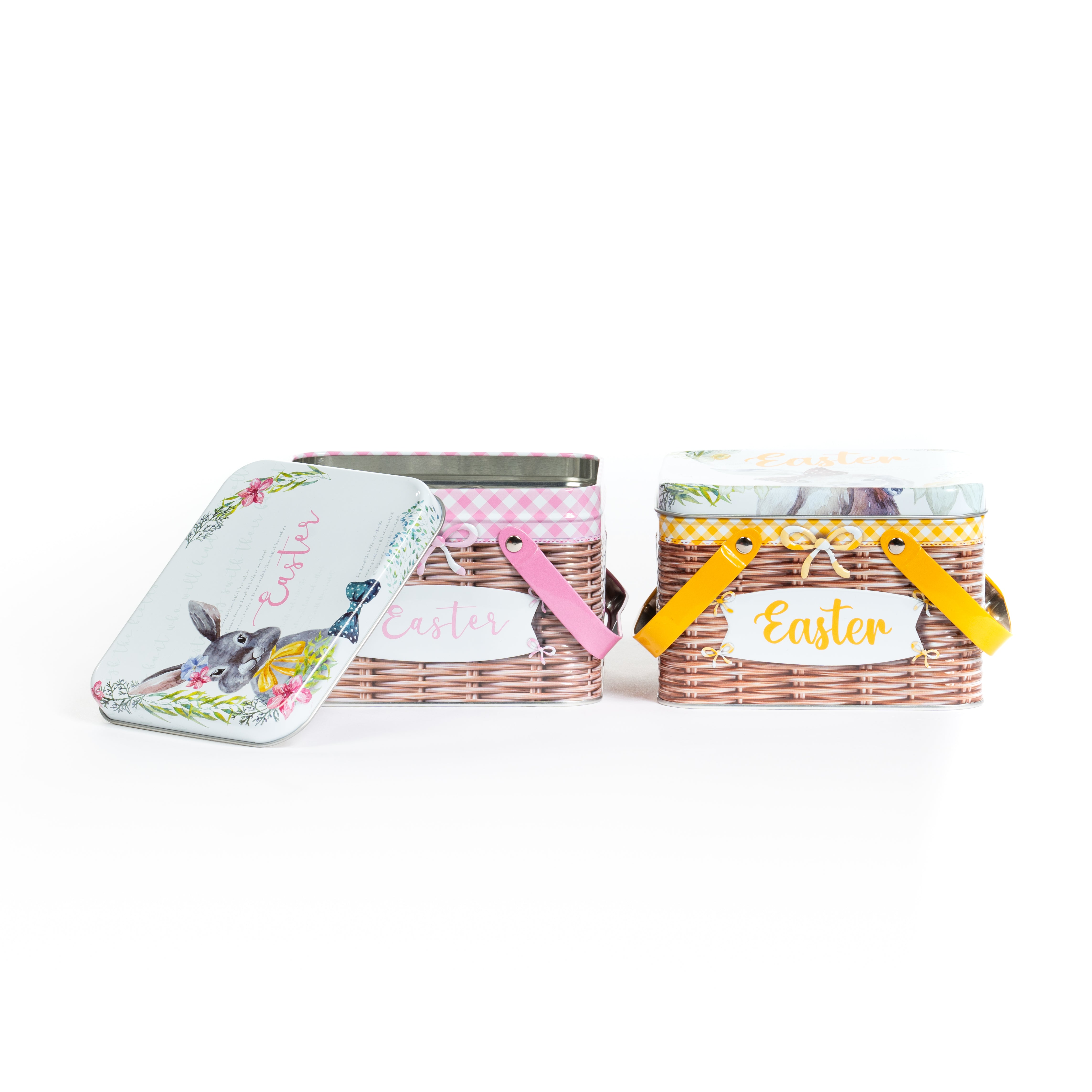 Cestino in latta con coperchio,con coperchio, easter,15x13x10,5cm, confezioni per pasqua, idea regalo