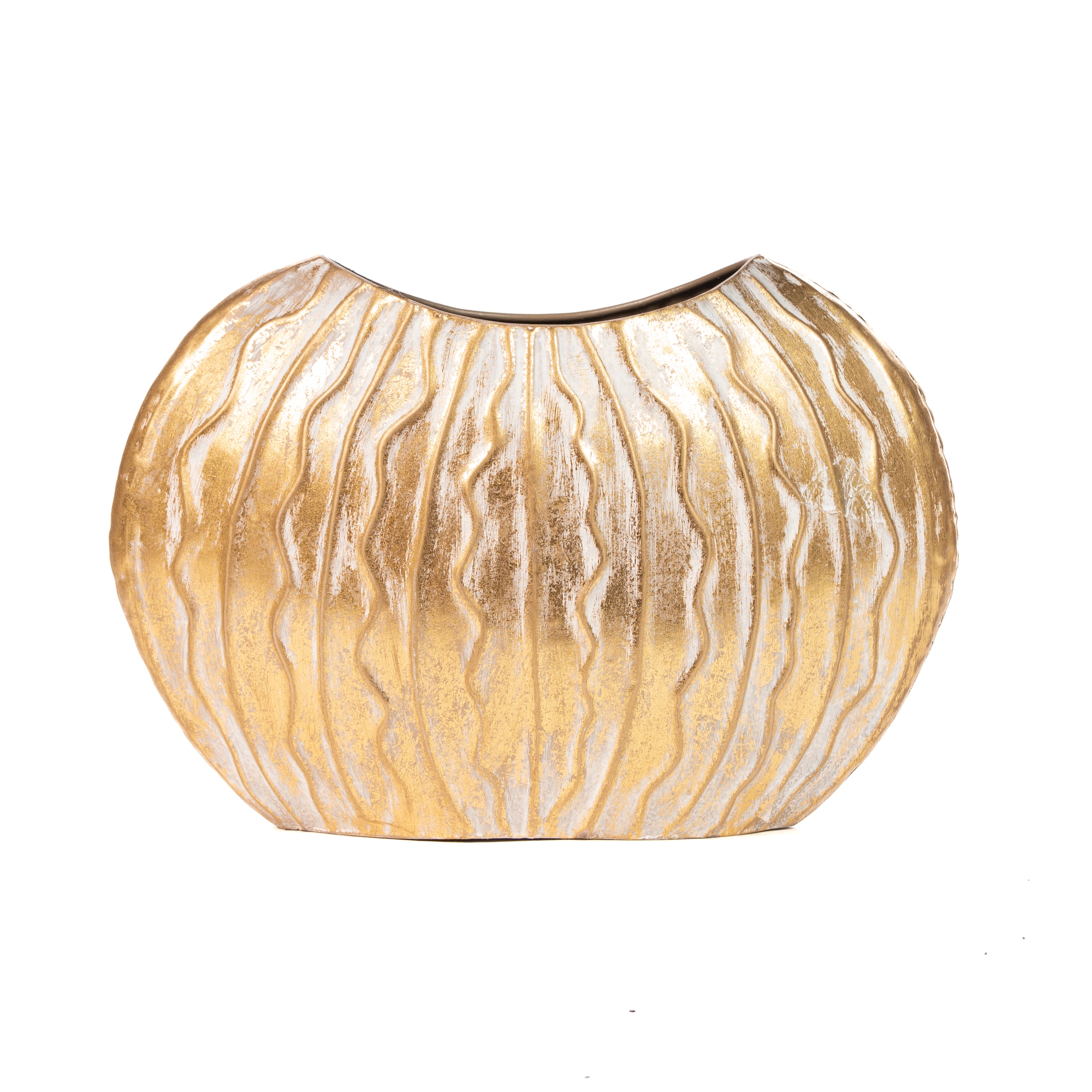 Vaso Ondulato Retrò color oro, composizioni floreali, allestimento eventi