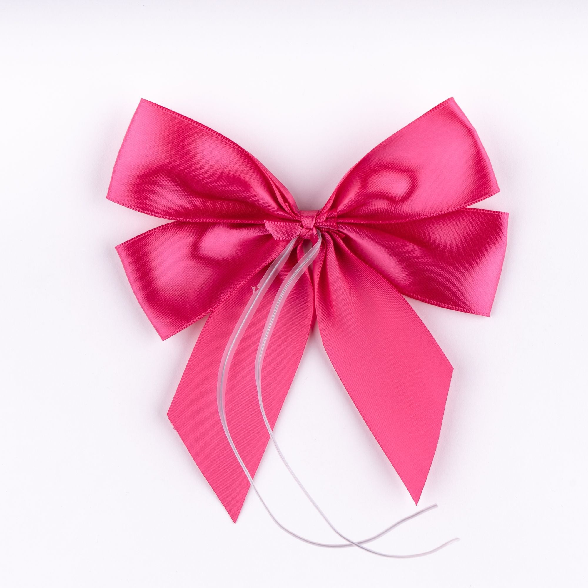 Fiocco doppio Fucsia in raso con coda corta,14x4x16cm