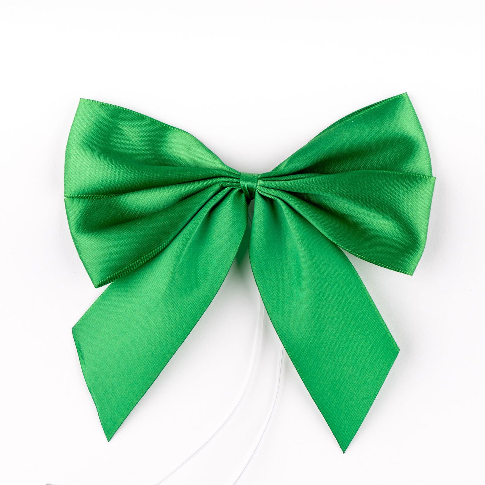 Fiocco doppio Verde Scuro in raso con coda corta,14x4x16cm