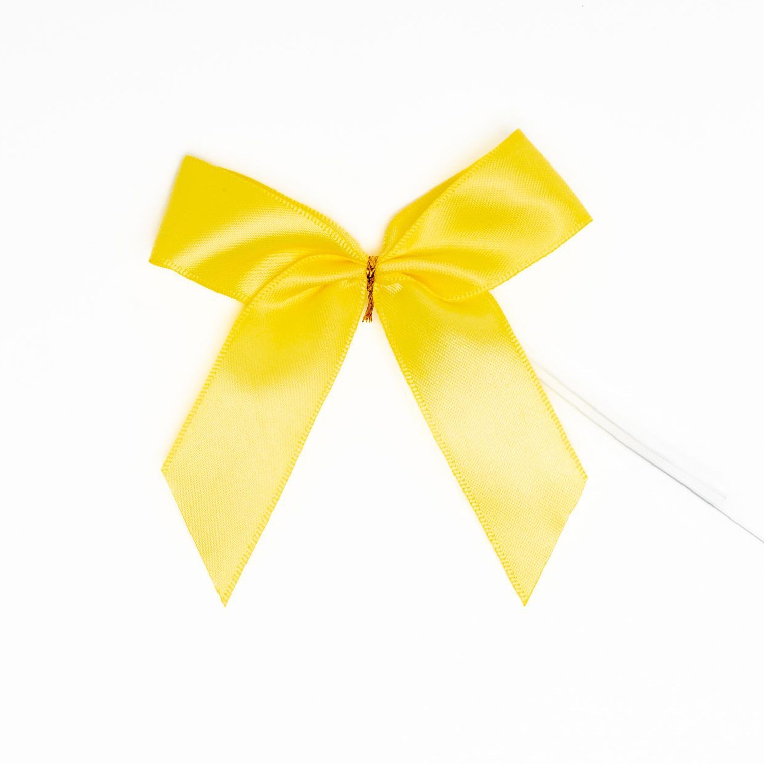 Fiocco Giallo in raso con coda corta, 10x2.5x10cm