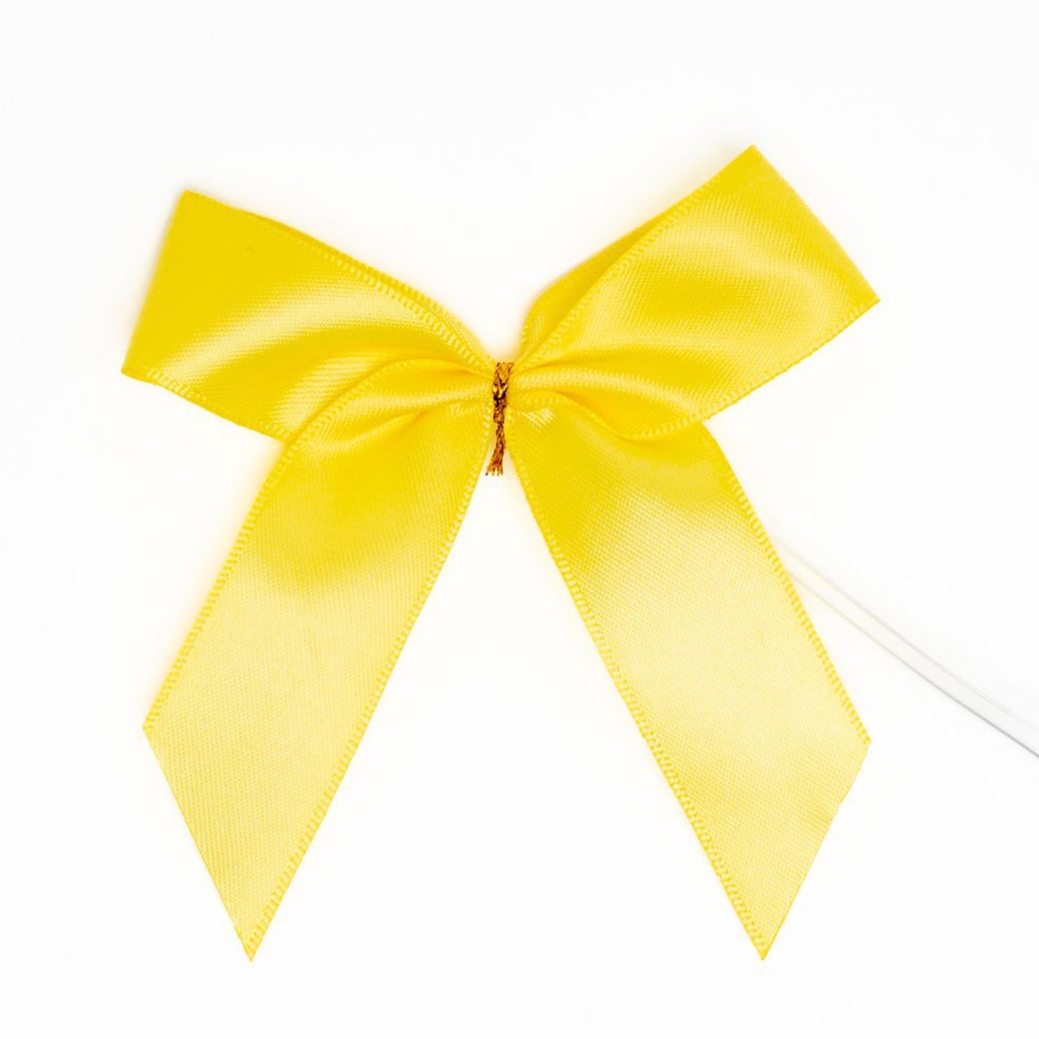 Fiocco Giallo in raso con coda corta, 10x2.5x10cm