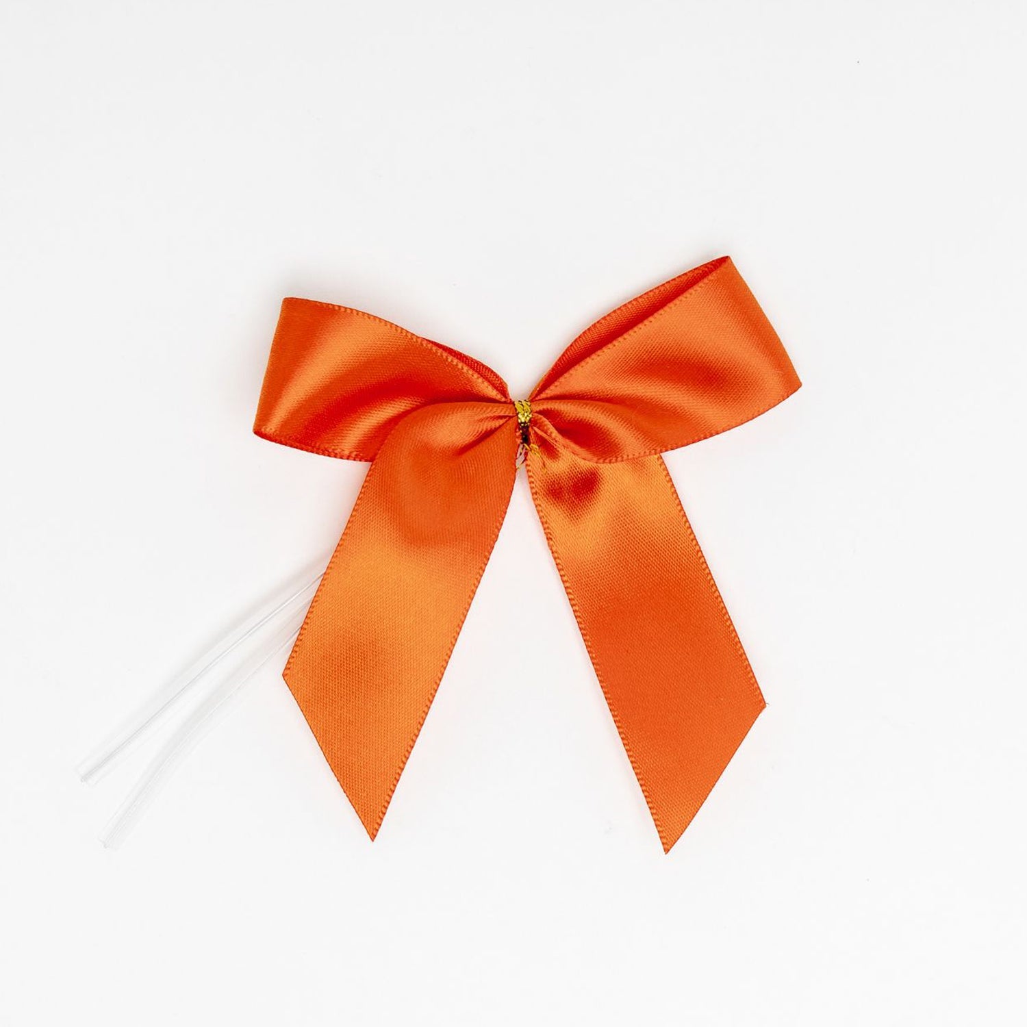 Fiocco Arancione in raso con coda corta, 10x2.5x10cm