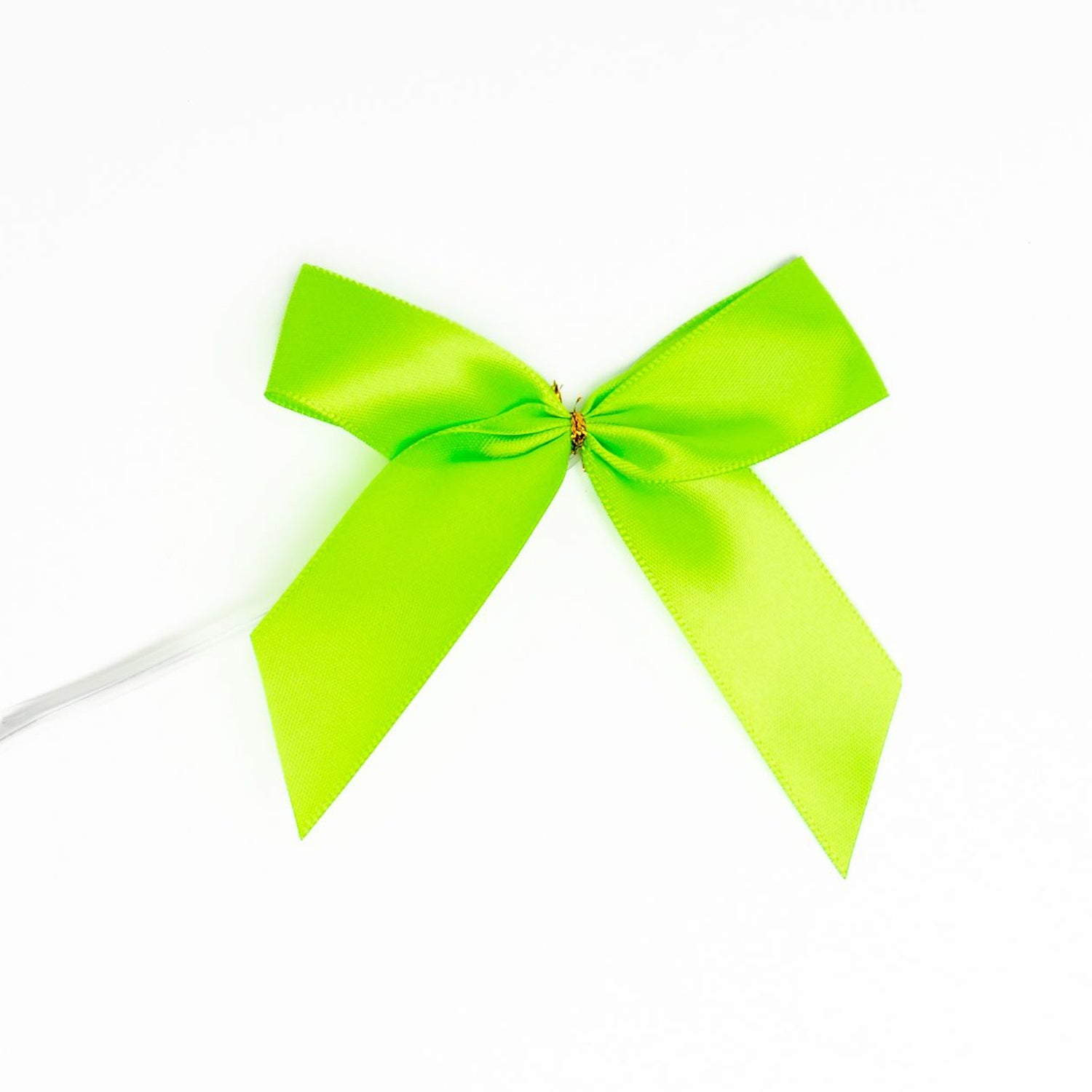 Fiocco Verde in raso con coda corta, 10x2.5x10cm