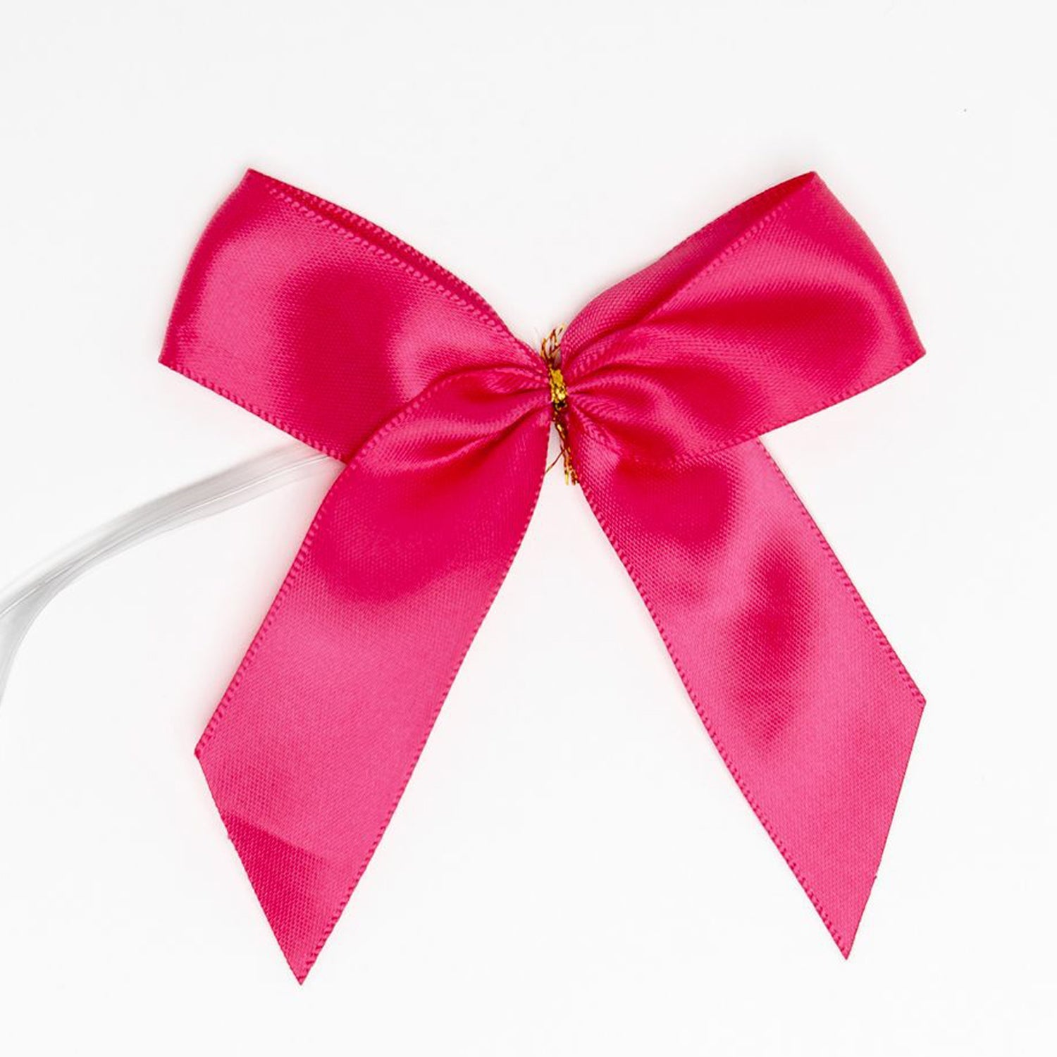 Fiocco Fucsia in raso con coda corta, 10x2.5x10cm