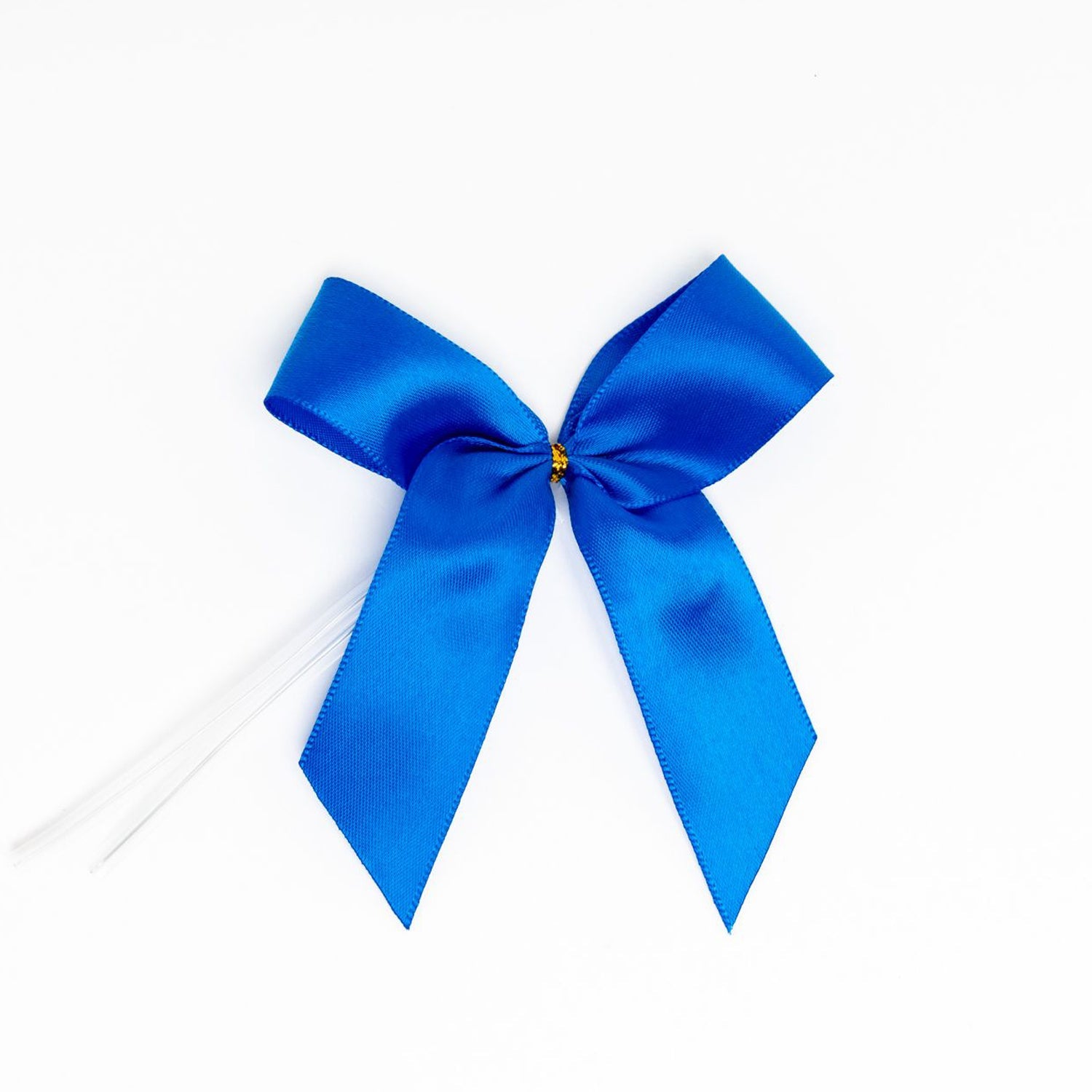 Fiocco Blu in raso con coda corta, 10x2.5x10cm