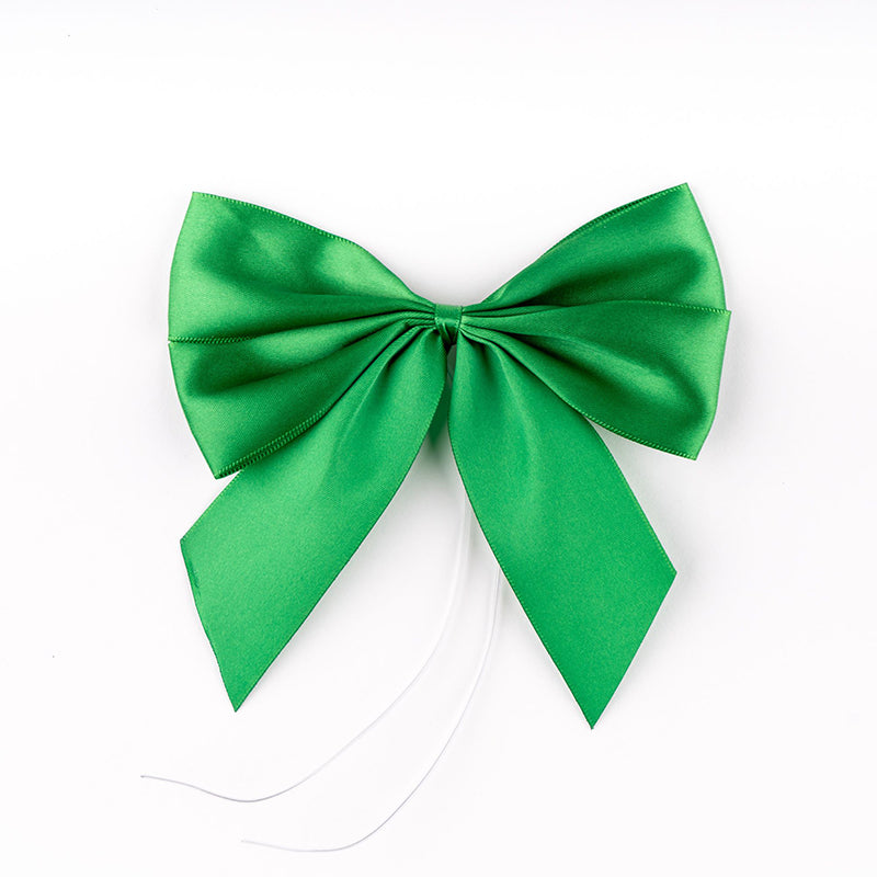Fiocco doppio Verde Scuro in raso con coda corta, 20x5x22cm