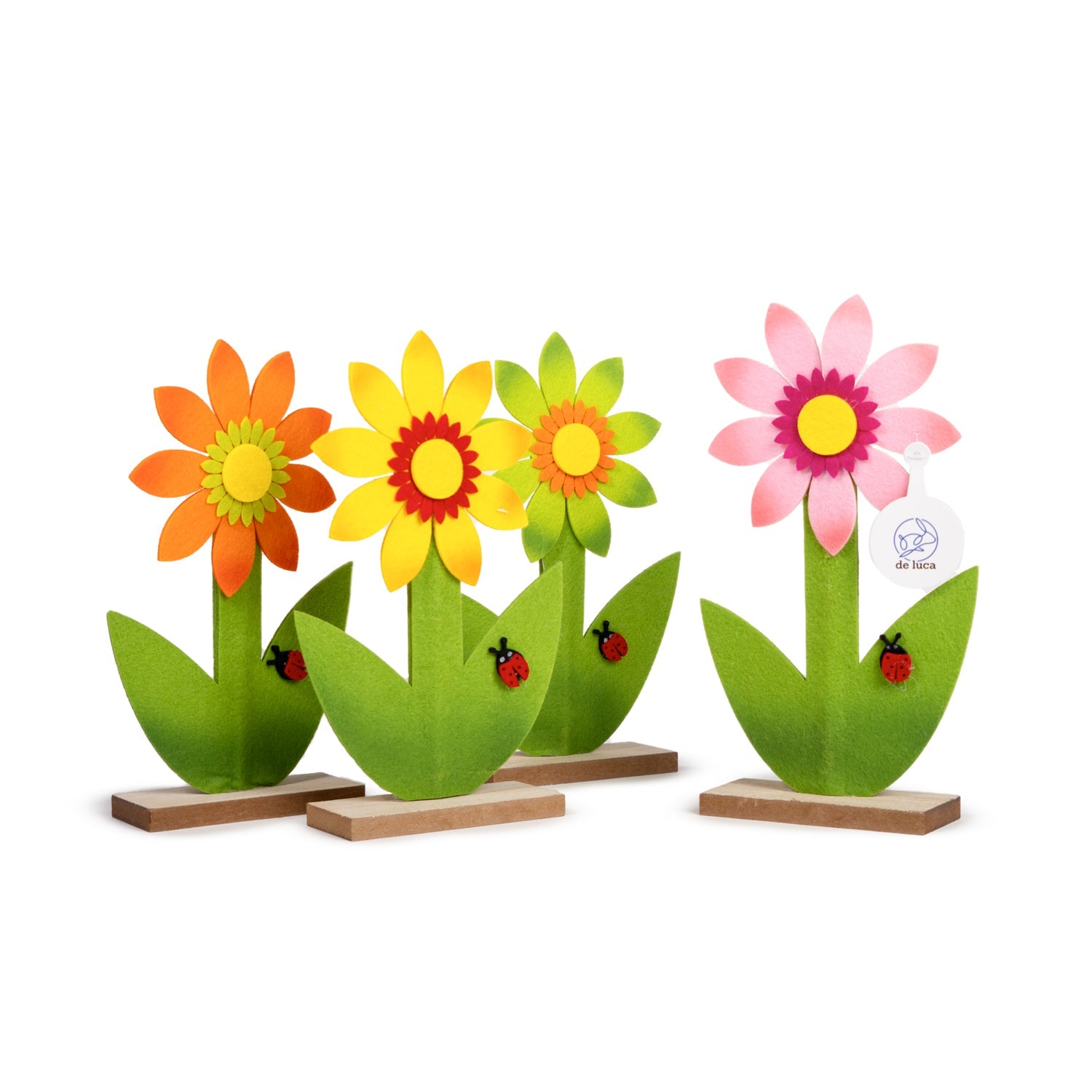 Fiore in feltro con base di legno, idee per pasqua