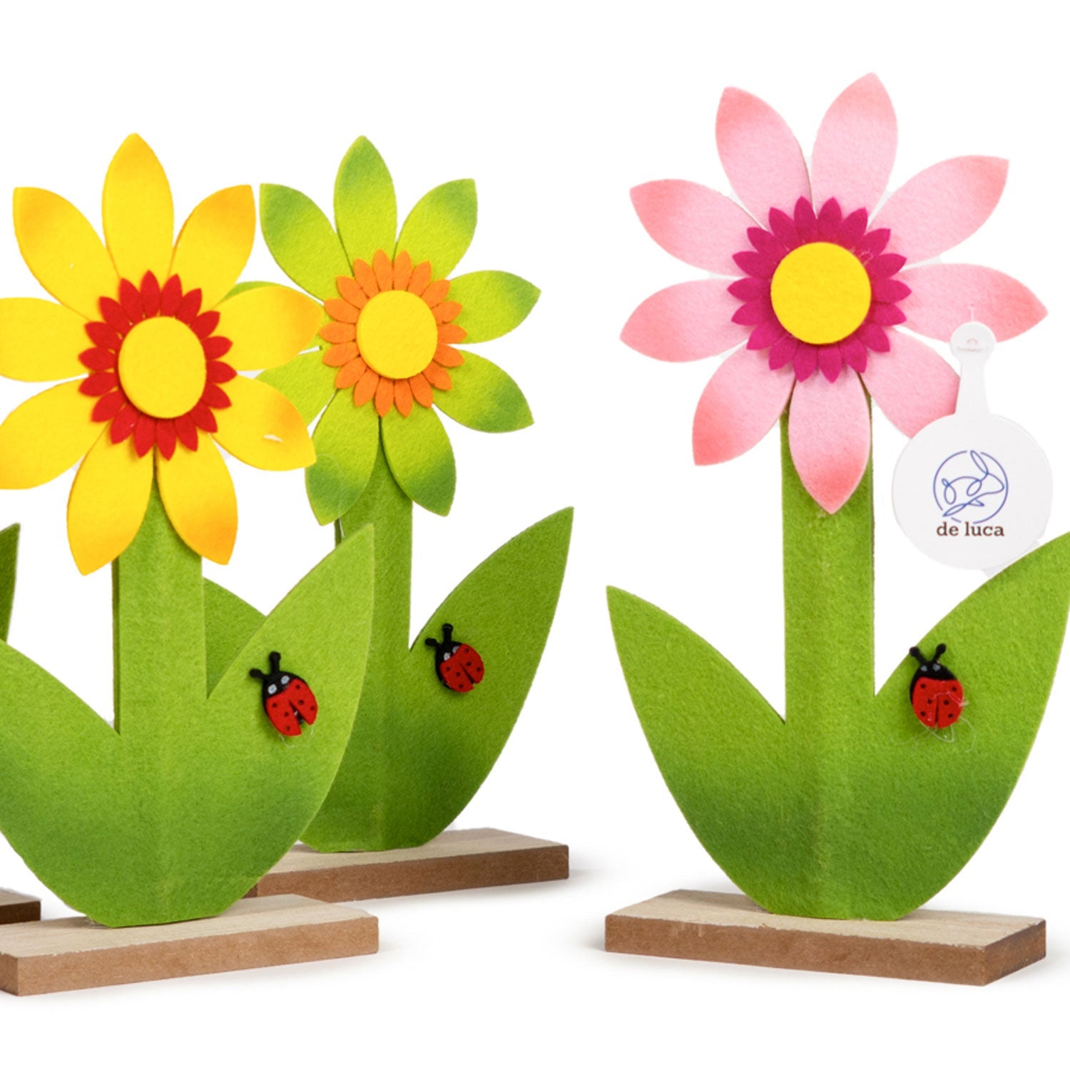 Fiore in feltro con base di legno, idee per pasqua