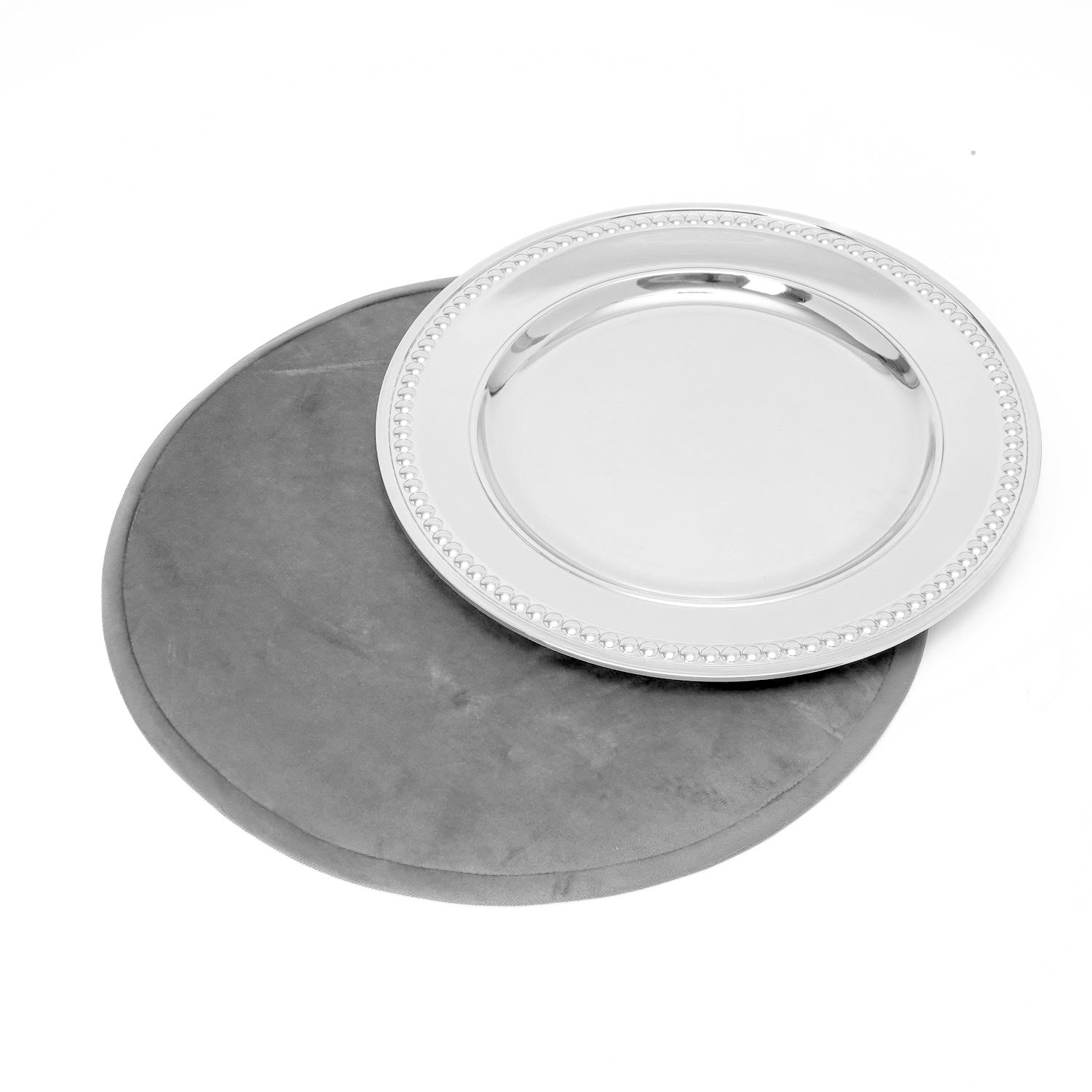 Tovaglietta sottopiatto in velluto grigio D.40CM
