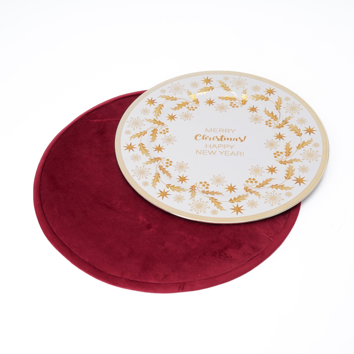 Tovaglietta sottopiatto in velluto bordeaux D.40CM