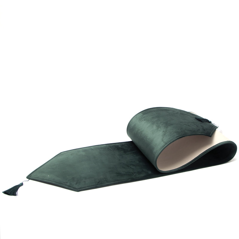 Runner tavola in velluto Verde con nappa