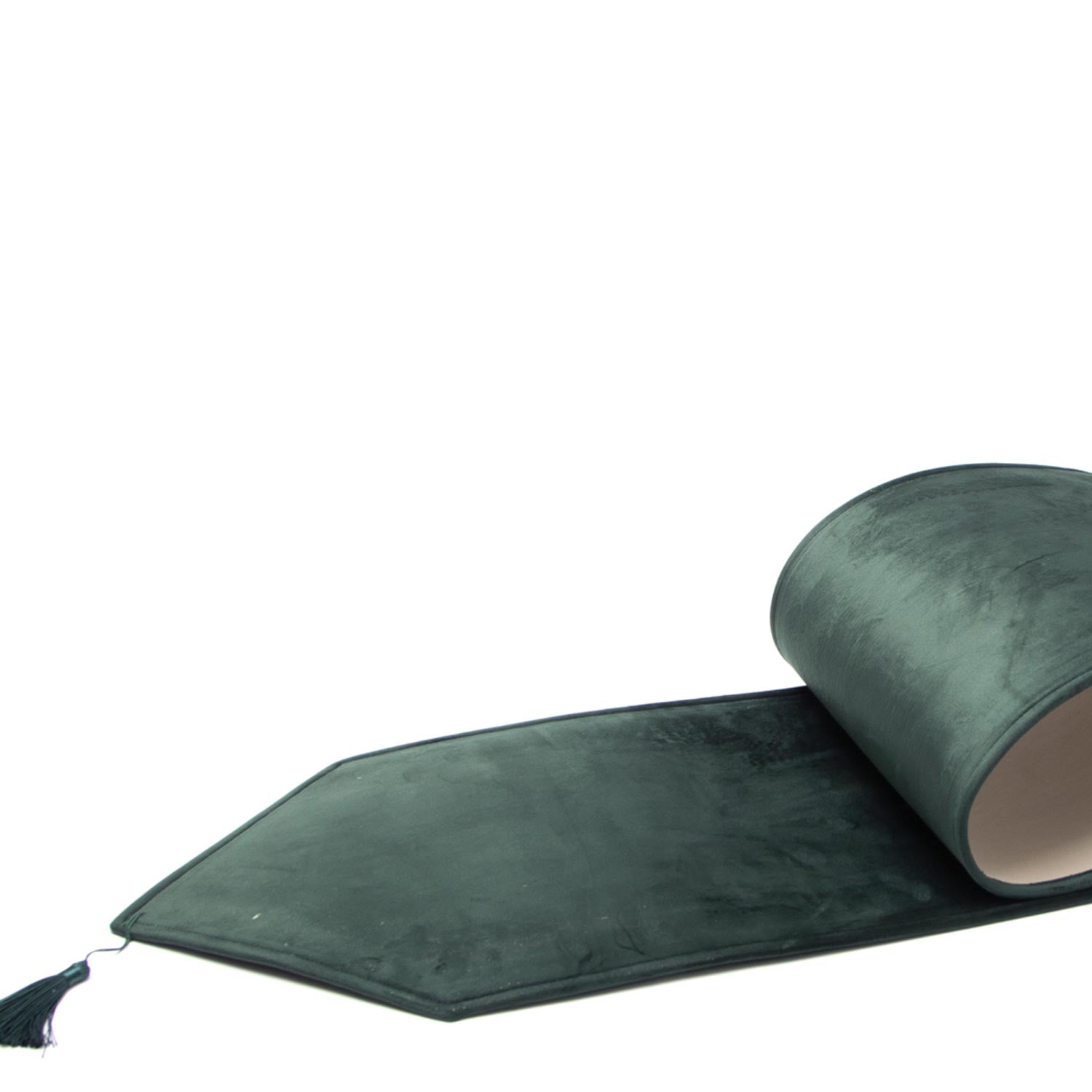 Runner da tavola con nappa in velluto verde, decorazione Natalizia