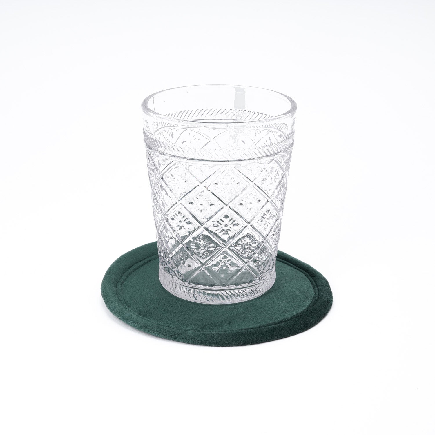 Sottobicchiere in velluto verde, diametro 12CM