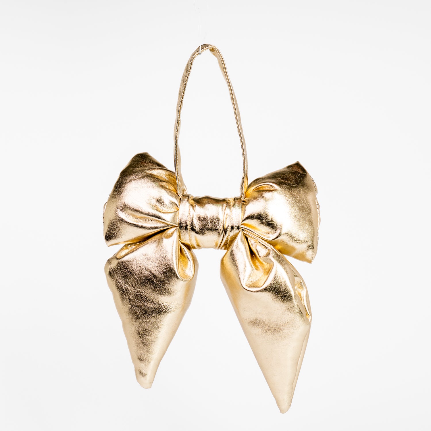 Fiocco in ecopelle metallizzata di colore oro, 13.5X17CM