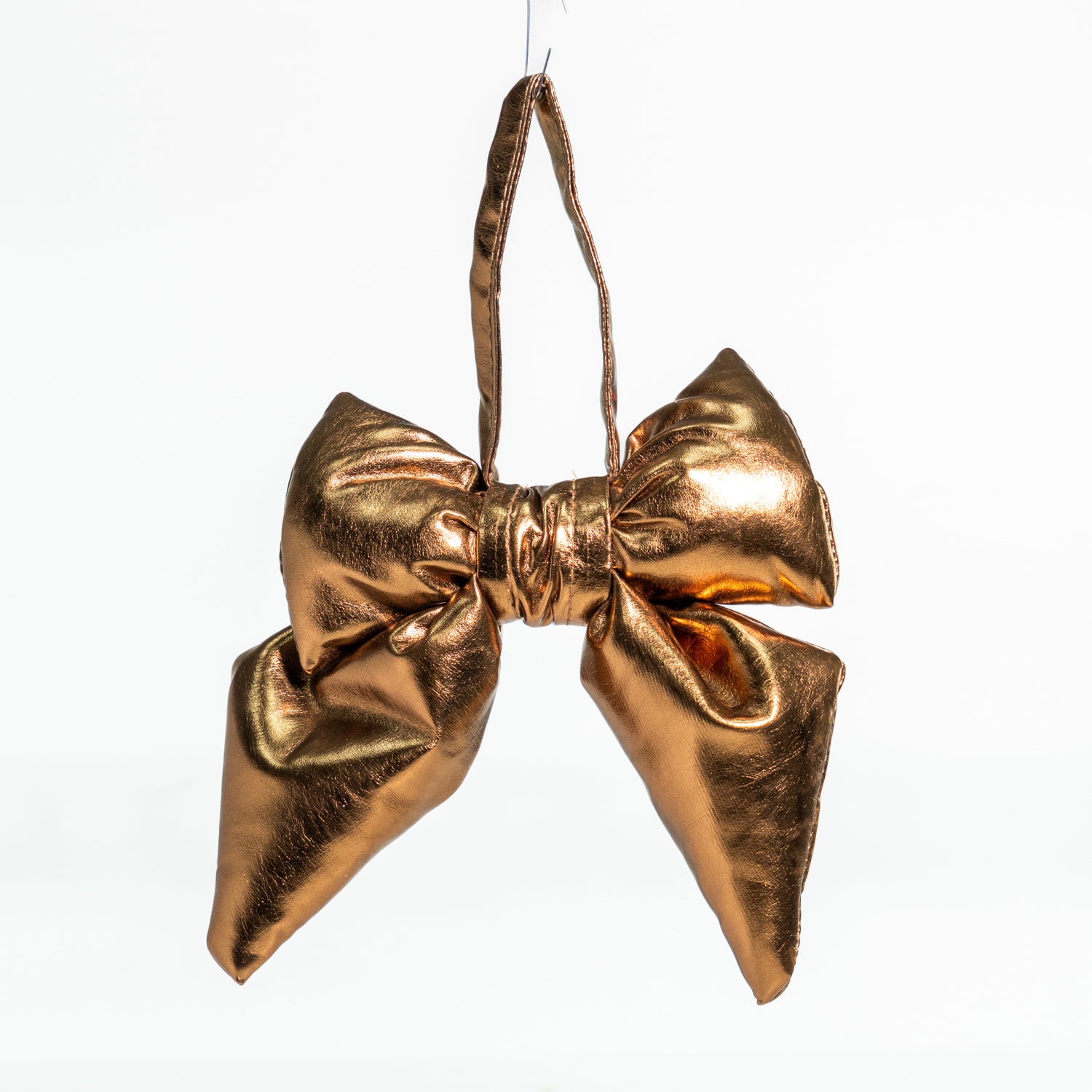 Fiocco in ecopelle metallizzata di colore oro antico, 13.5X17CM