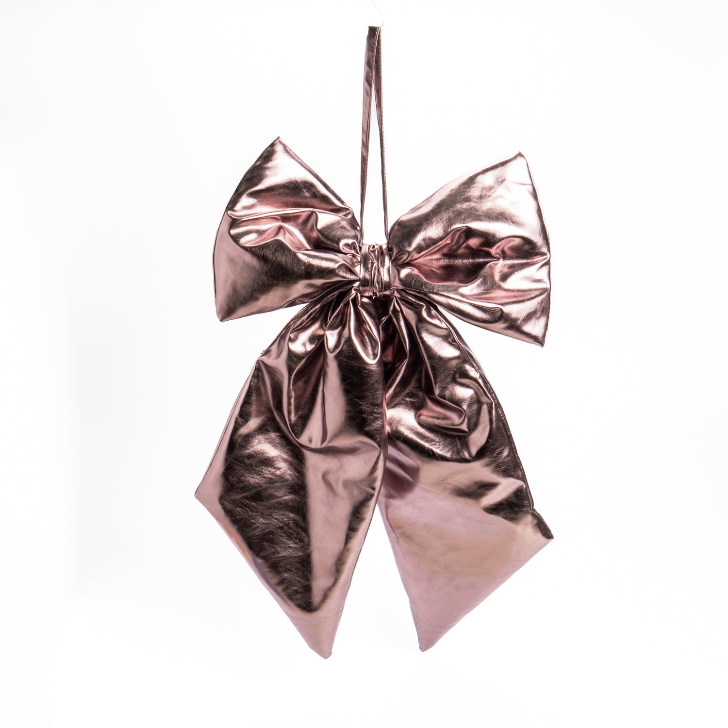 Fiocco in ecopelle metallizzata di colore tortora, 35X60CM